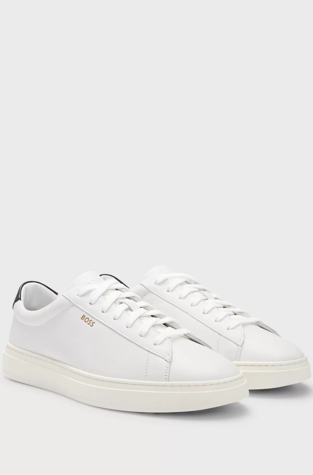 HUGO BOSS Sneakers I Poleret Læder Med Logo Og Snørebånd Hvid Online