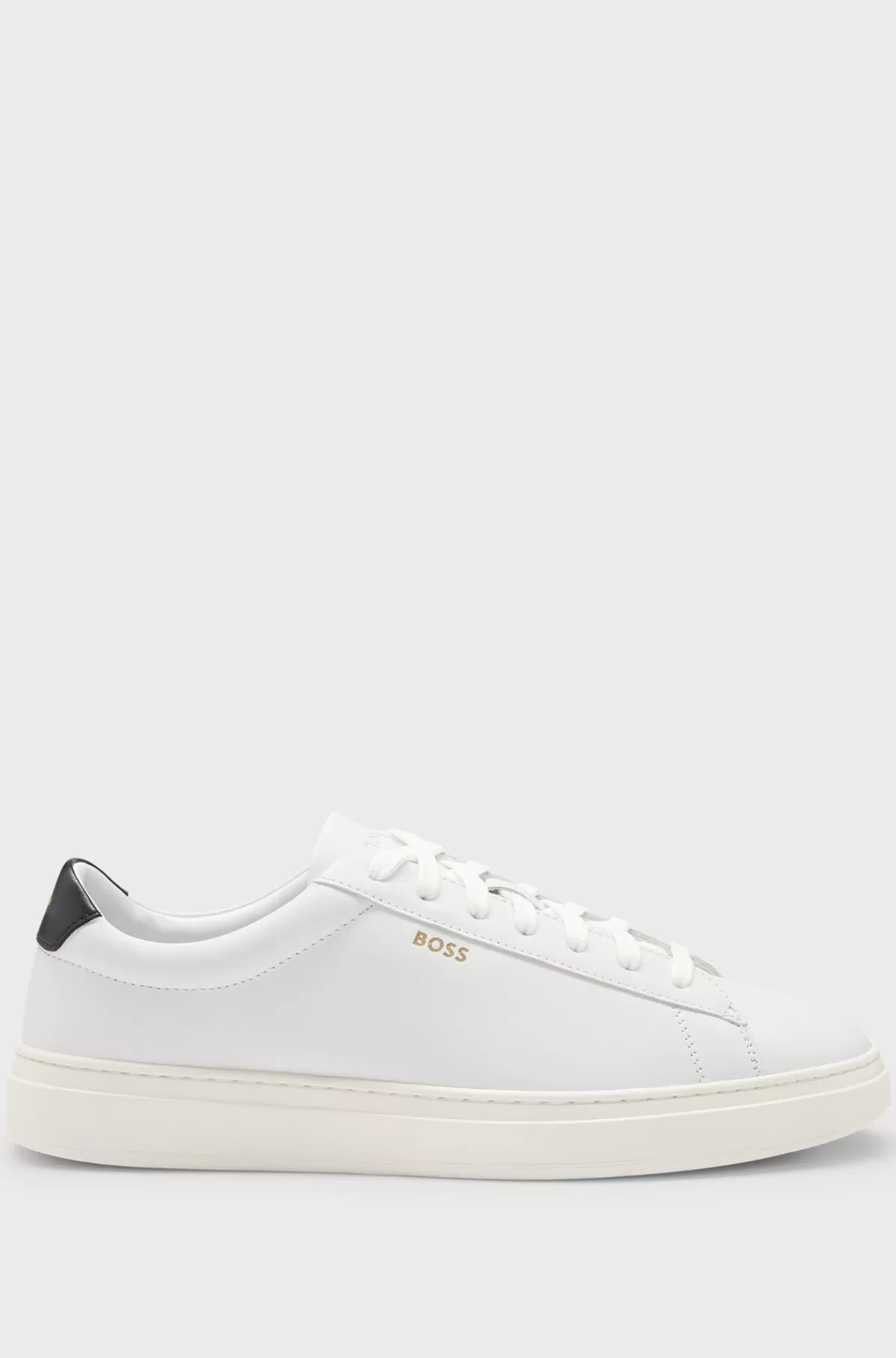 HUGO BOSS Sneakers I Poleret Læder Med Logo Og Snørebånd Hvid Online