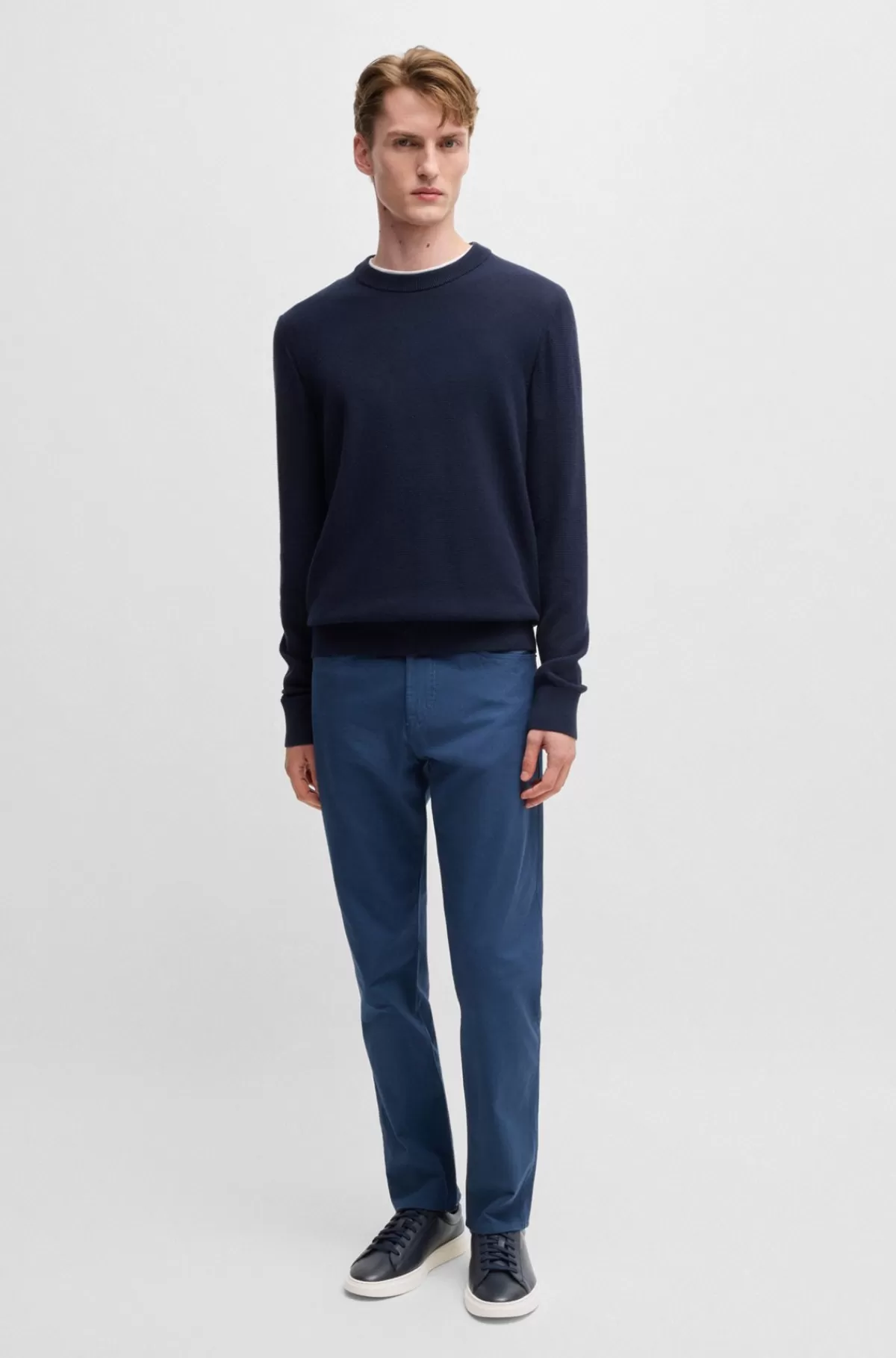 HUGO BOSS Sneakers I Poleret Læder Med Logo Og Snørebånd Mørkeblå New
