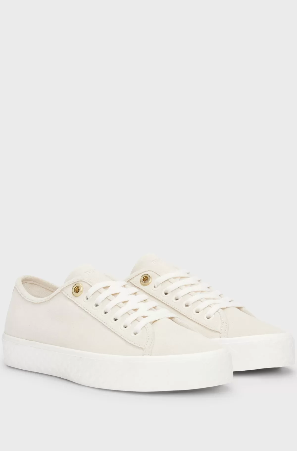 HUGO BOSS Sneakers I Ruskind Med Snørebånd Og Brandede Snørehuller Naturlig Online
