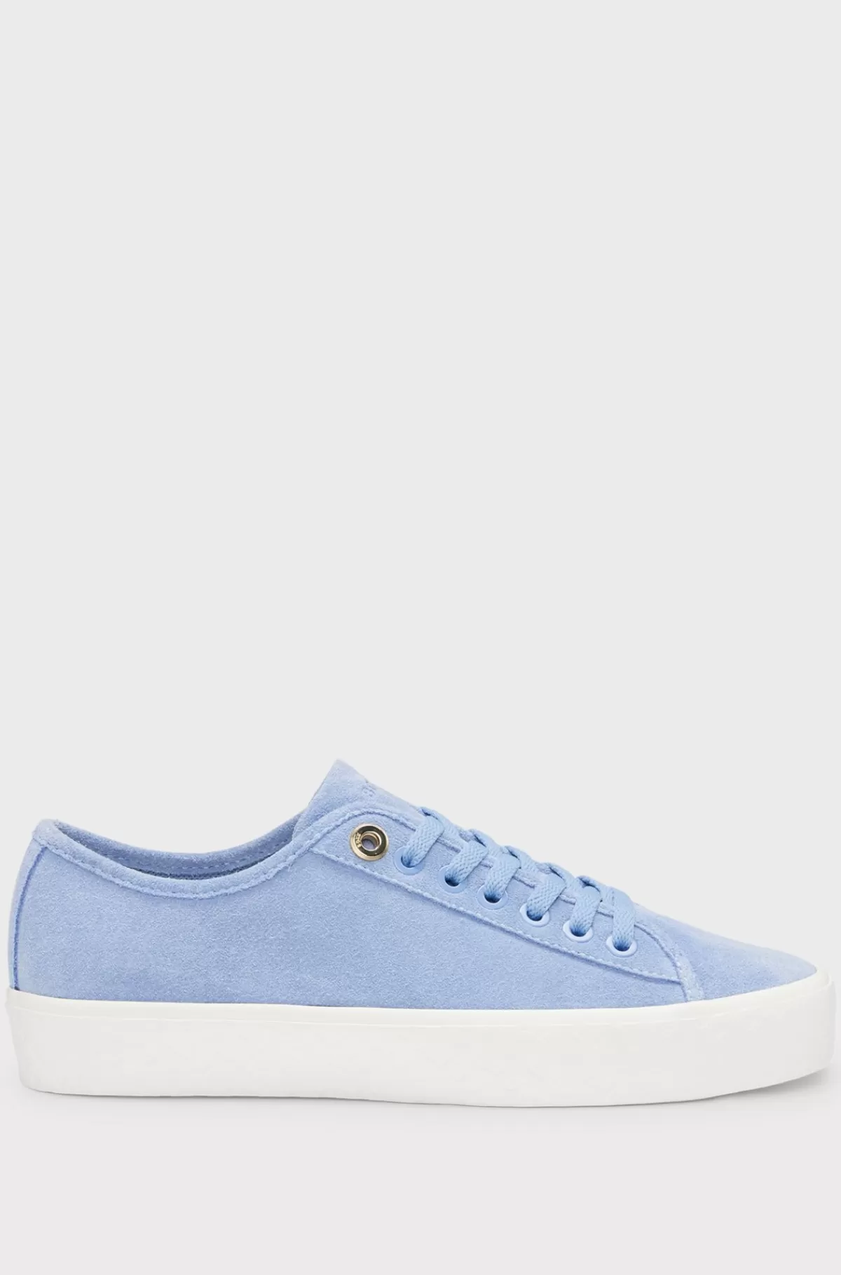 HUGO BOSS Sneakers I Ruskind Med Snørebånd Og Brandede Snørehuller Lyseblå Discount