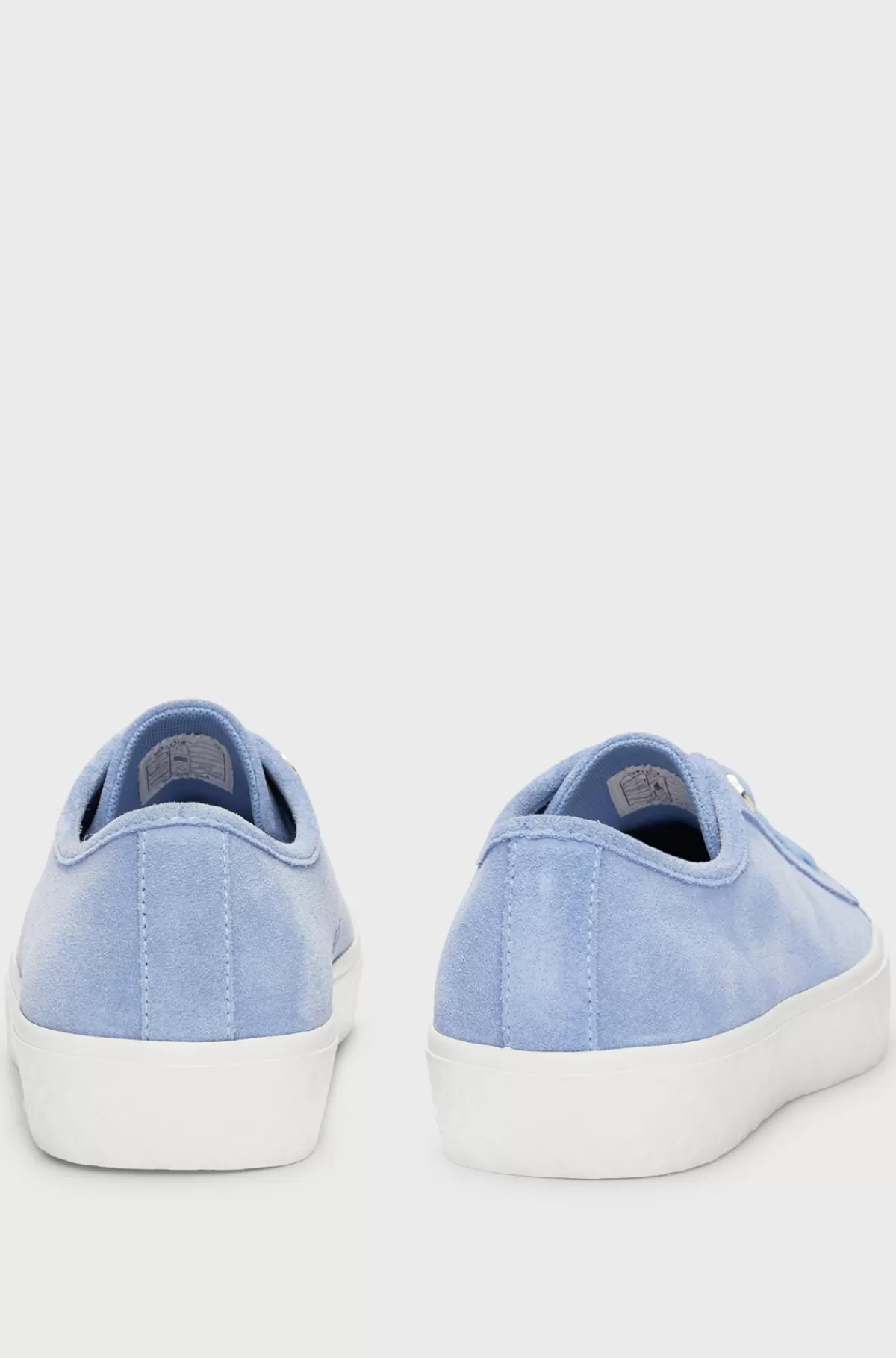 HUGO BOSS Sneakers I Ruskind Med Snørebånd Og Brandede Snørehuller Lyseblå Discount