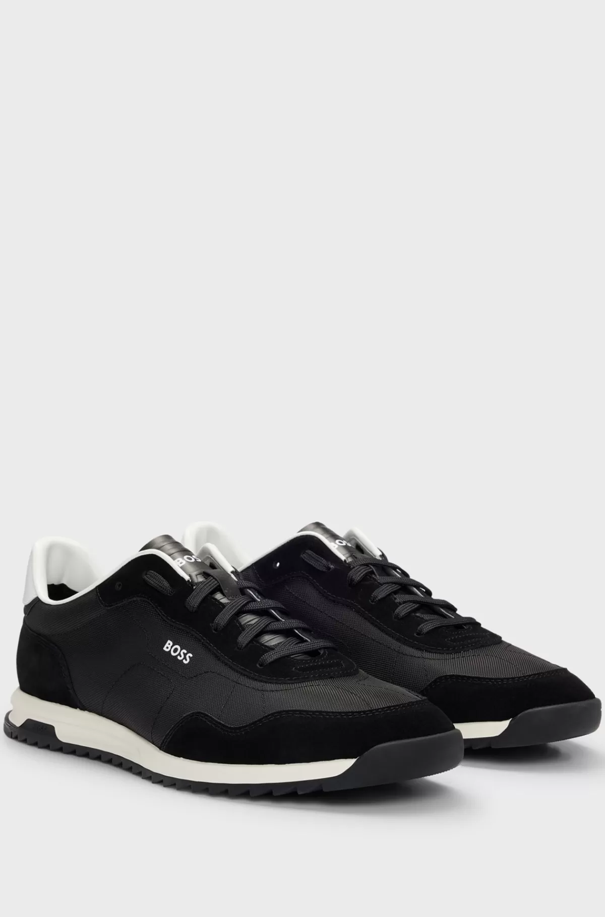 HUGO BOSS Sneakers I Strukturstof Og Ruskind Med Snørebånd Sort Hot