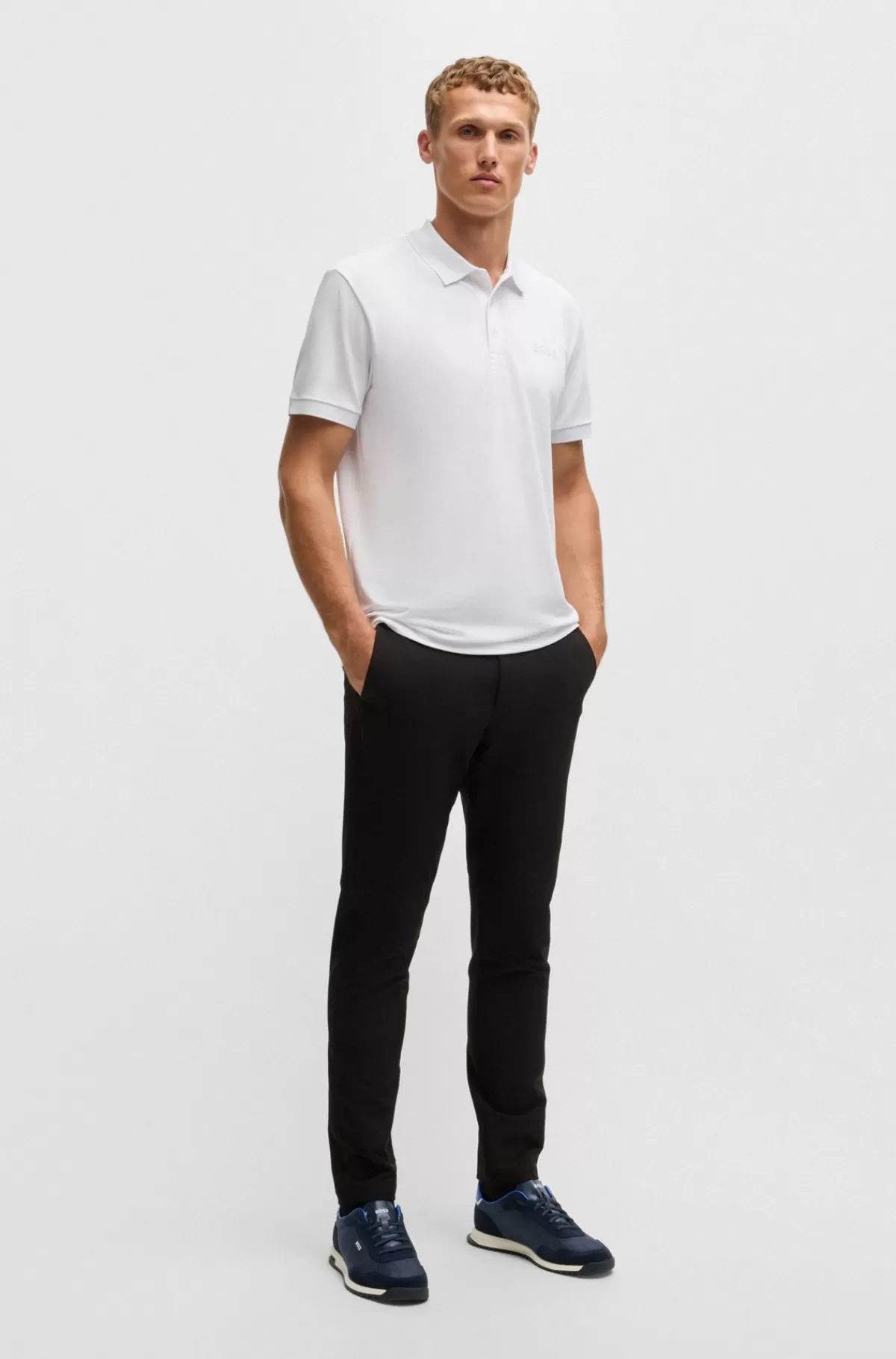 HUGO BOSS Sneakers I Strukturstof Og Ruskind Med Snørebånd Mørkeblå Fashion