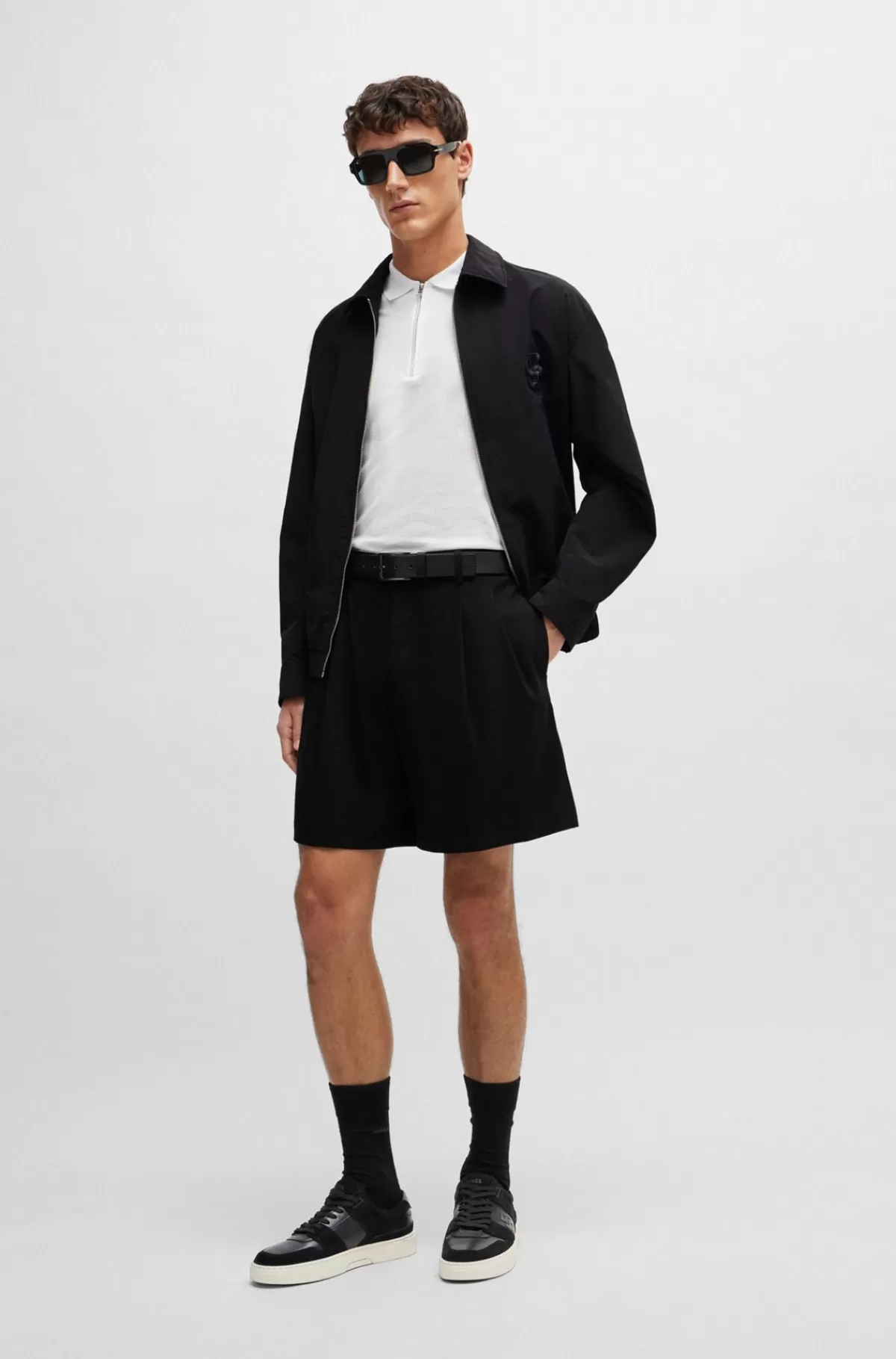 HUGO BOSS Sneakers Med Dobbelt Monogram I Ruskind Og Læder Sort Clearance