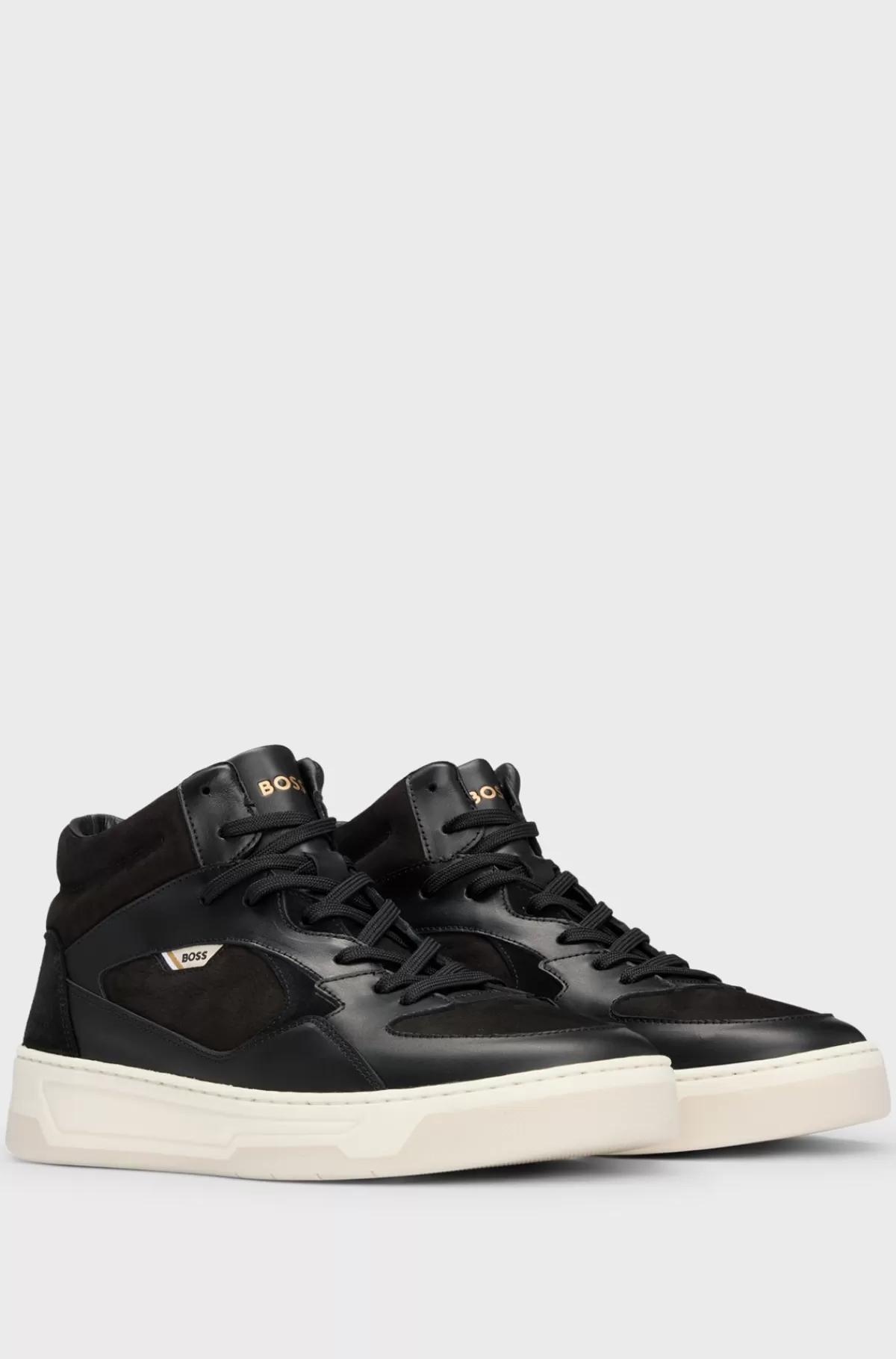 HUGO BOSS Sneakers Med Høj Profil I Blandet Læder Sort Cheap