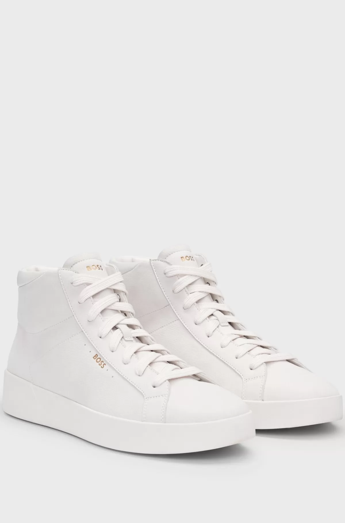 HUGO BOSS Sneakers Med Høj Profil I Blødt Narvlæder Med Logodetalje Hvid Cheap