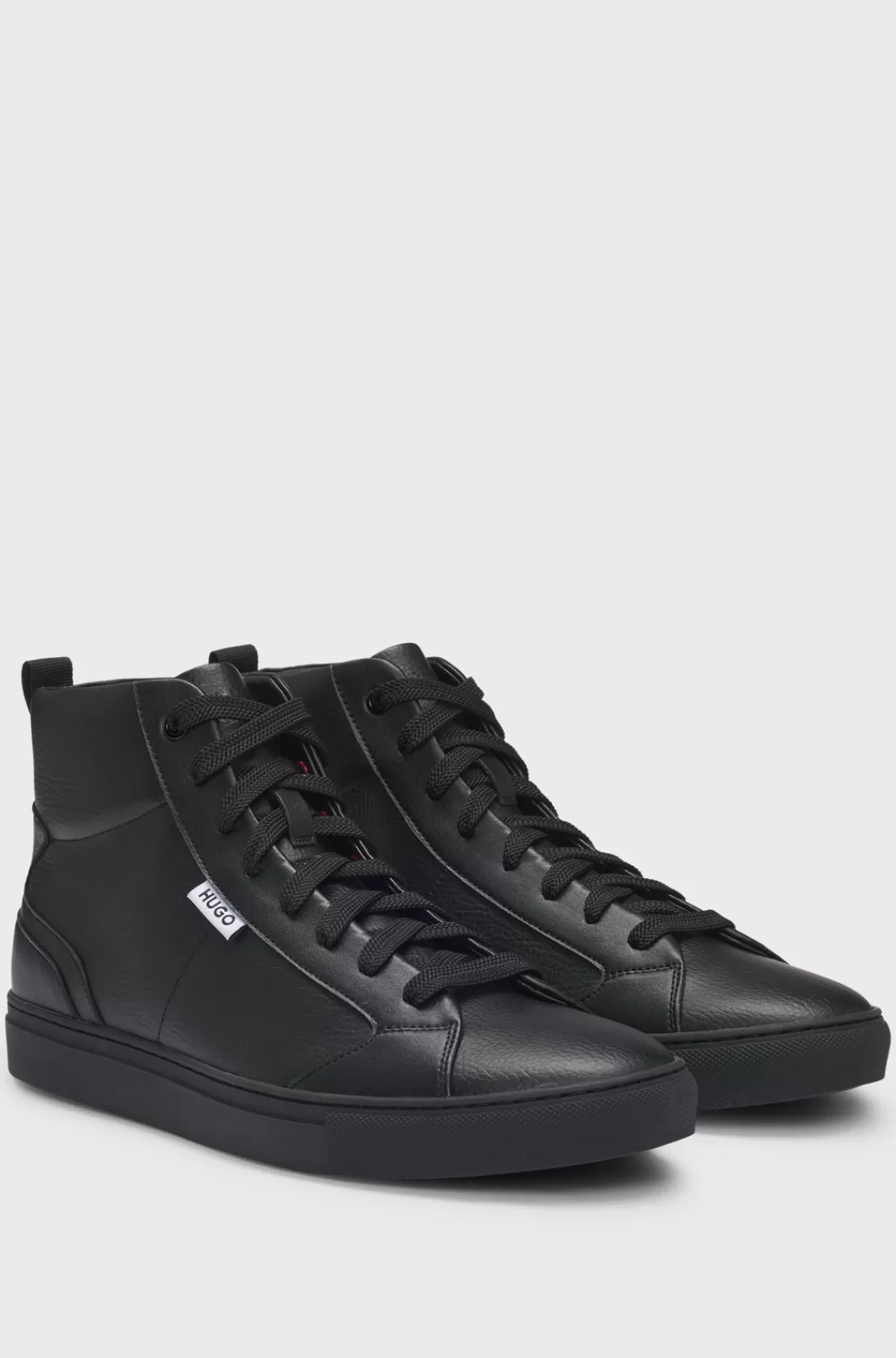 HUGO BOSS Sneakers Med Høj Profil I Imiteret Narvlæder Sort Hot