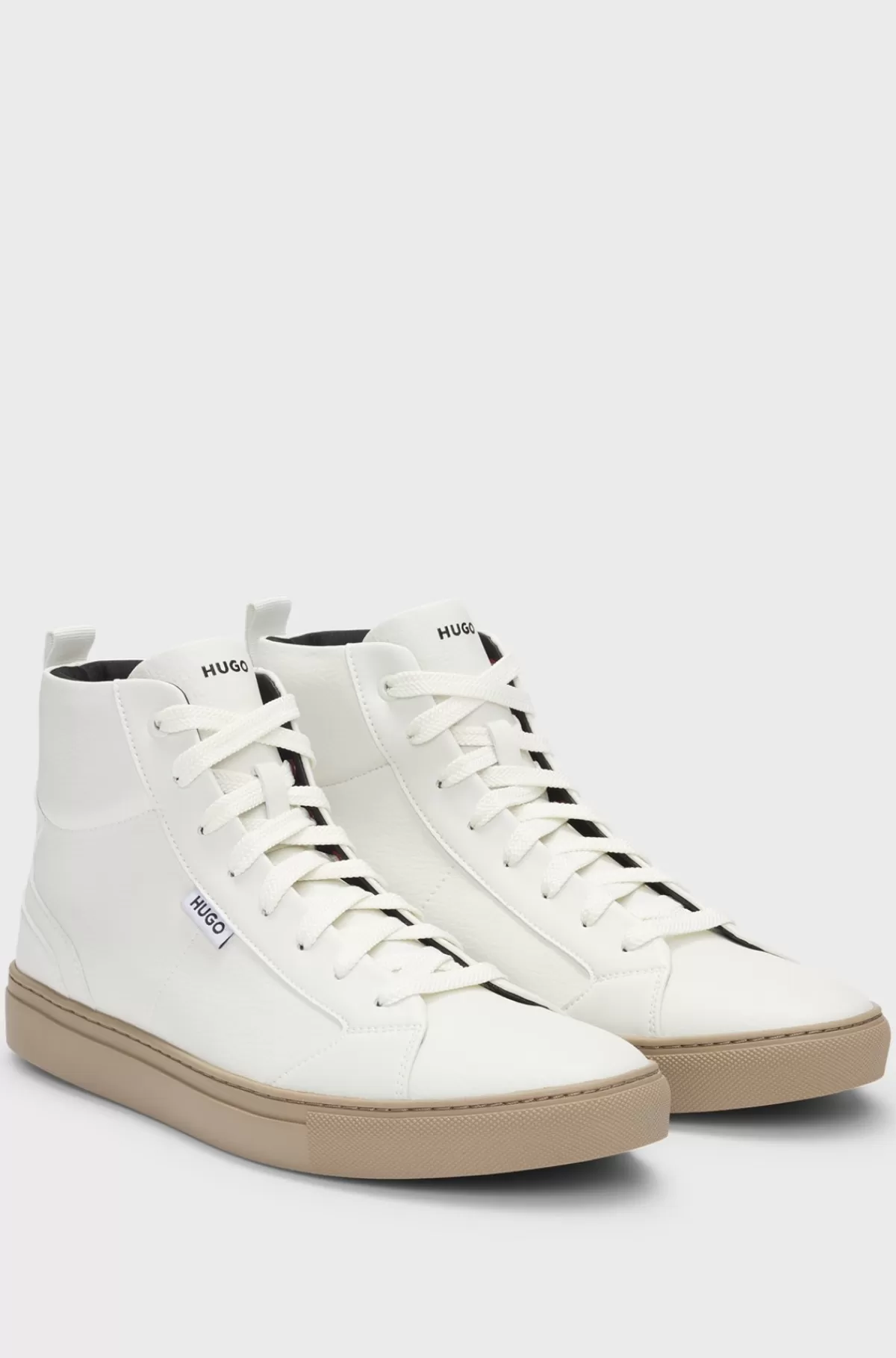 HUGO BOSS Sneakers Med Høj Profil I Imiteret Narvlæder Hvid Store