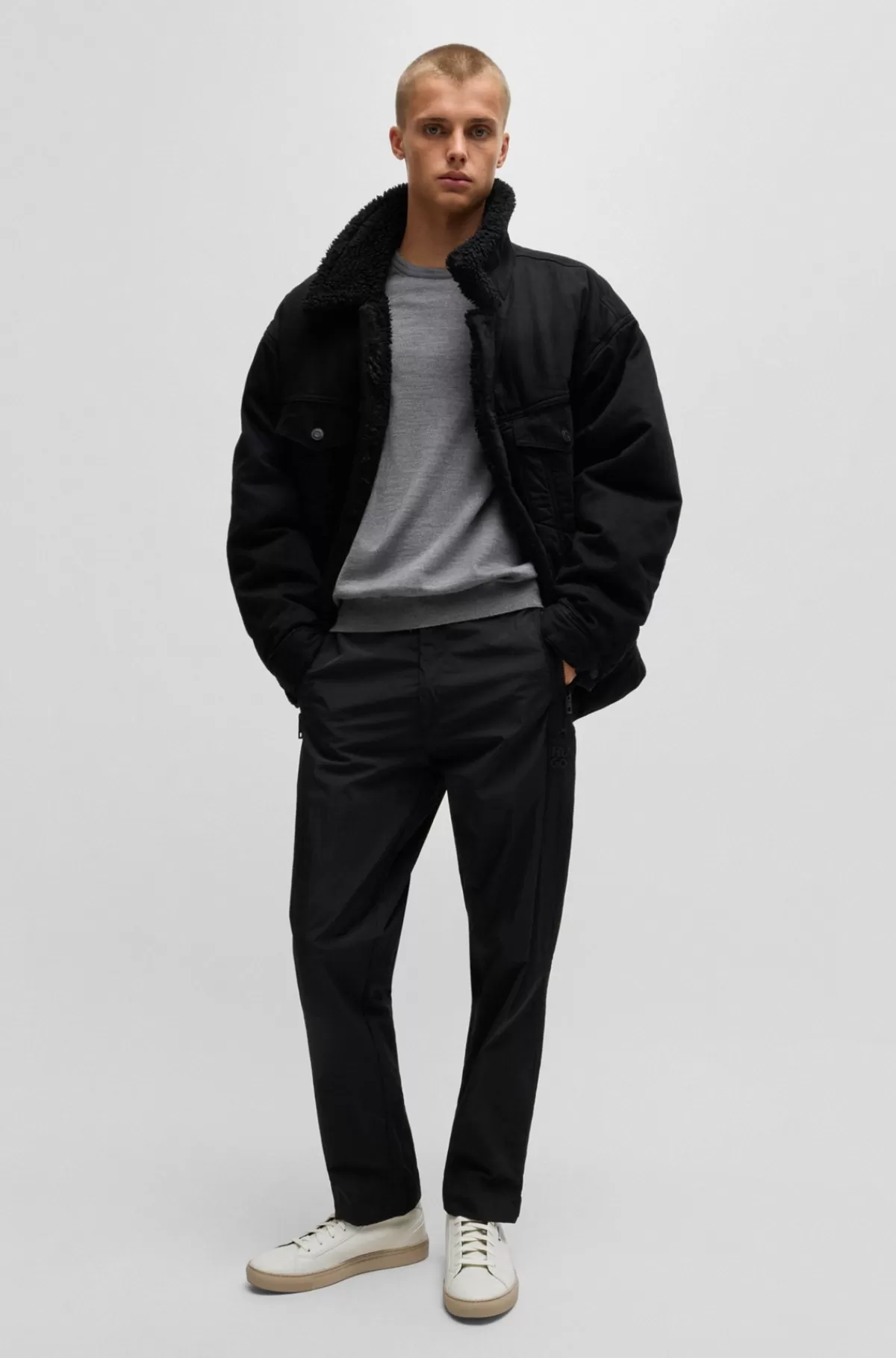 HUGO BOSS Sneakers Med Høj Profil I Imiteret Narvlæder Hvid Store