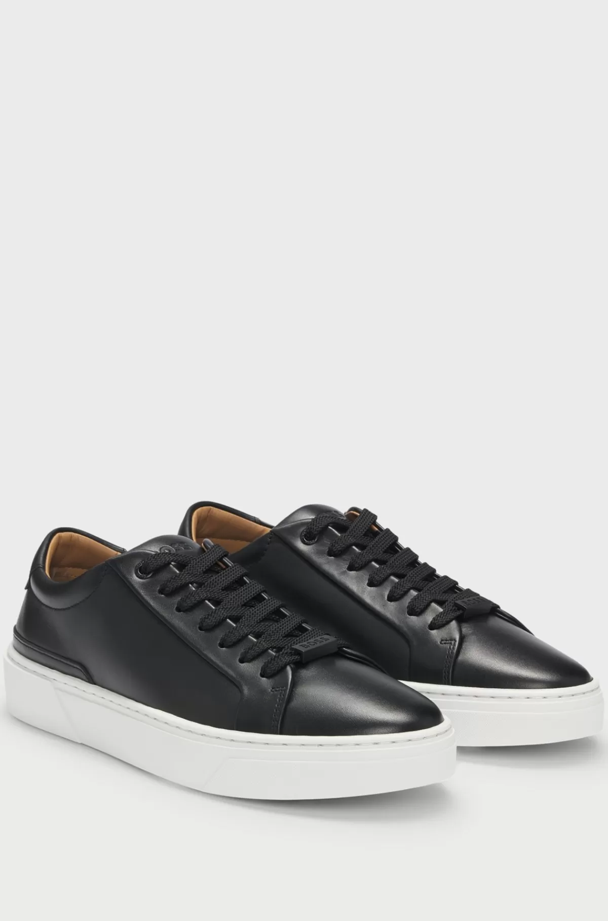 HUGO BOSS Sneakers Med Low Cut I Gary-læder Med Logo Ved Snørebåndene Sort Cheap