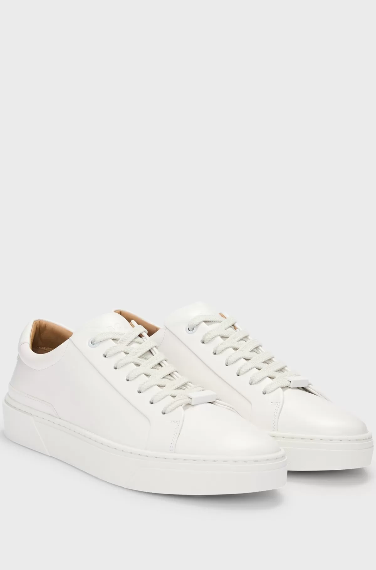 HUGO BOSS Sneakers Med Low Cut I Gary-læder Med Logo Ved Snørebåndene Hvid Hot