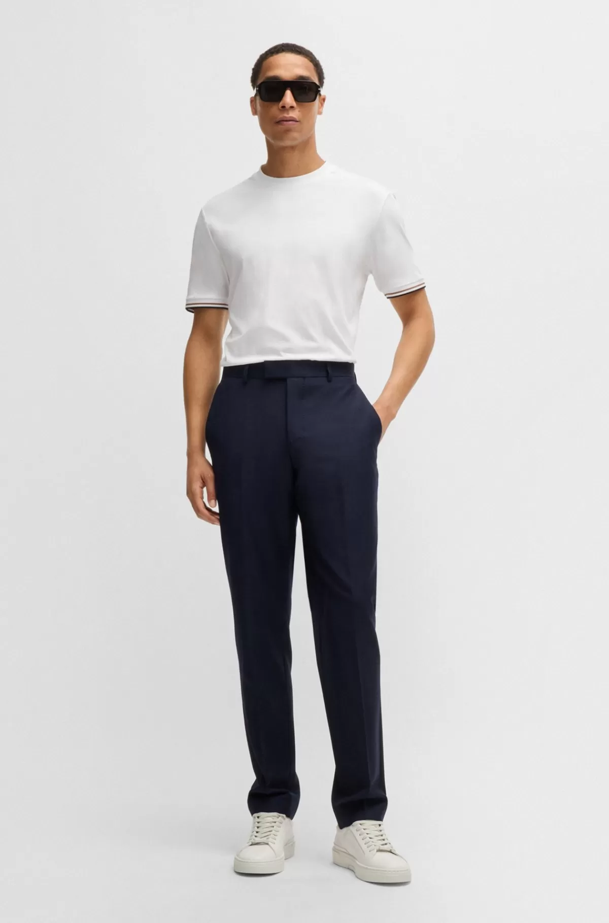 HUGO BOSS Sneakers Med Low Cut I Gary-læder Med Logo Ved Snørebåndene Hvid Hot