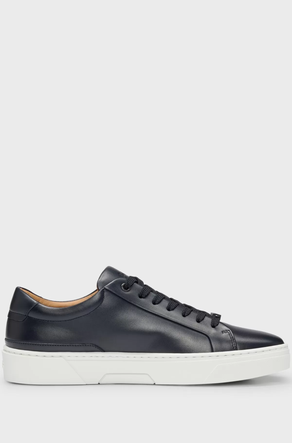HUGO BOSS Sneakers Med Low Cut I Gary-læder Med Logo Ved Snørebåndene Mørkeblå Best Sale