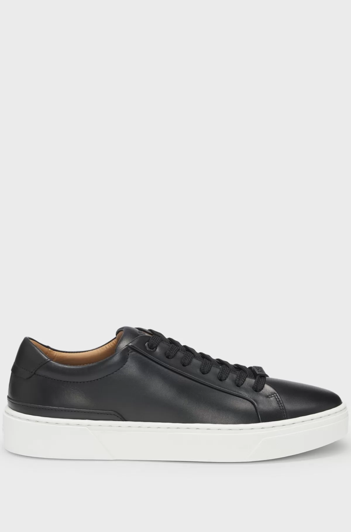 HUGO BOSS Sneakers Med Low Cut I Gary-læder Med Logo Ved Snørebåndene Sort Cheap