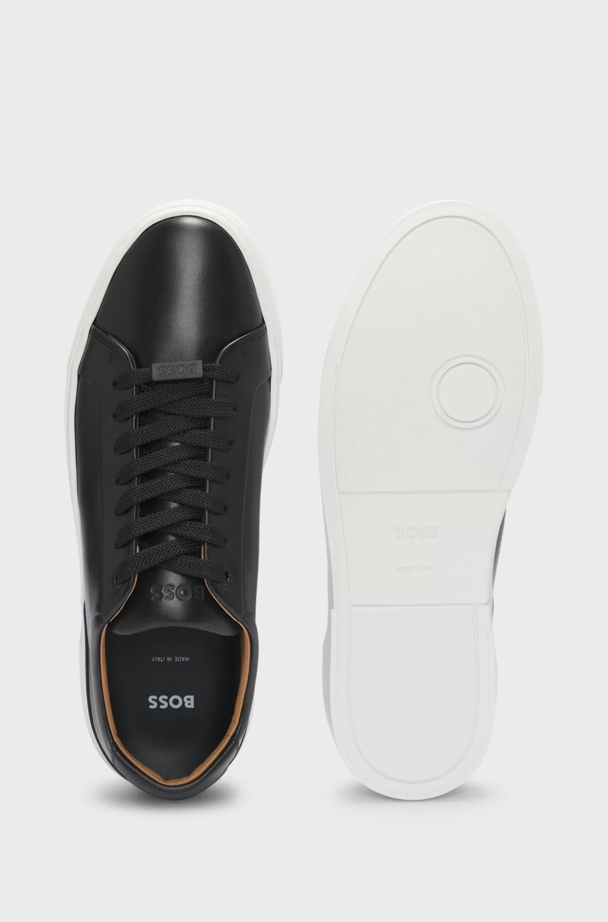 HUGO BOSS Sneakers Med Low Cut I Gary-læder Med Logo Ved Snørebåndene Sort Cheap