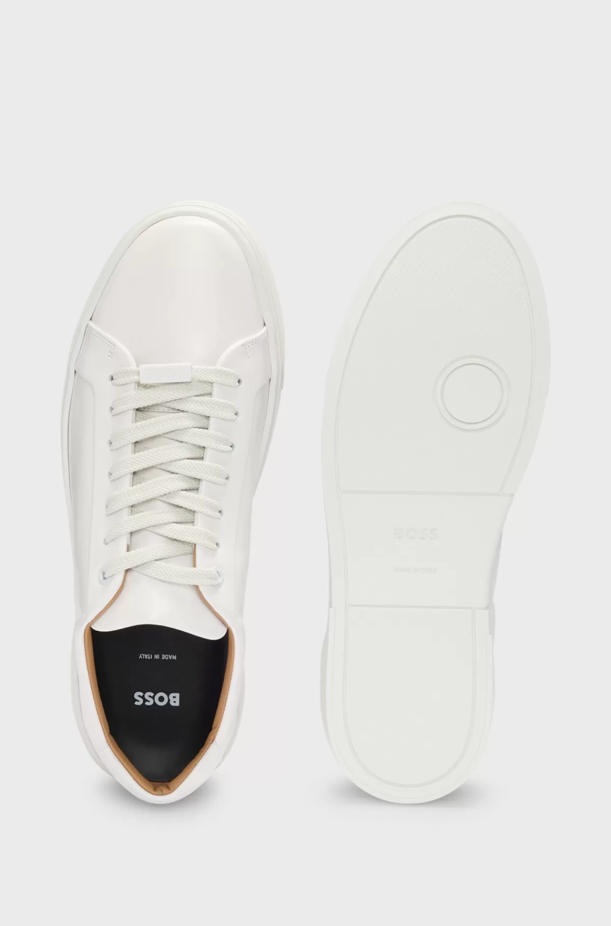 HUGO BOSS Sneakers Med Low Cut I Gary-læder Med Logo Ved Snørebåndene Hvid Hot