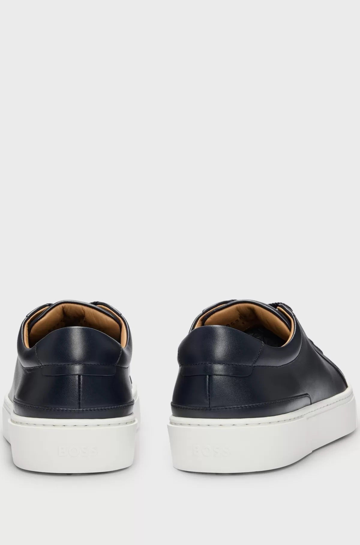 HUGO BOSS Sneakers Med Low Cut I Gary-læder Med Logo Ved Snørebåndene Mørkeblå Best Sale