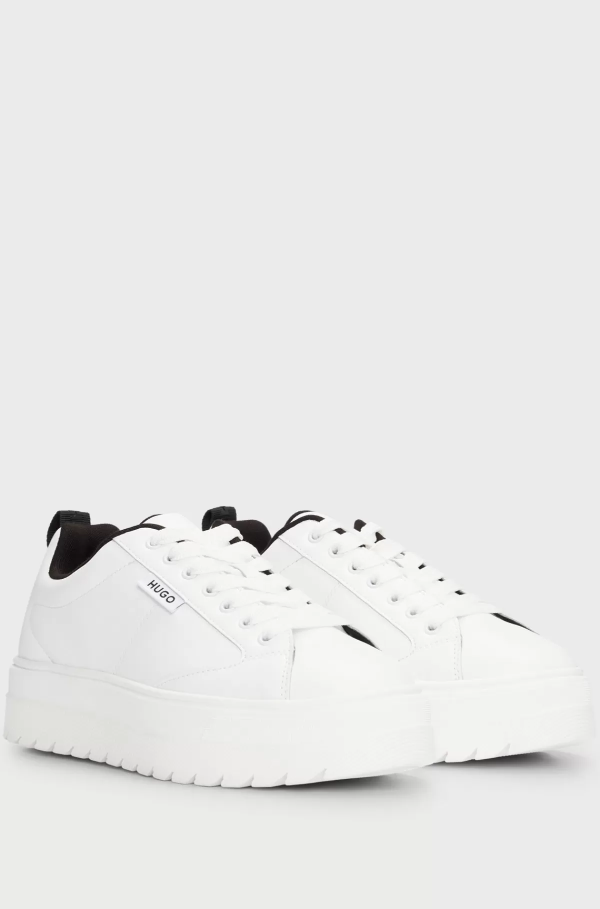 HUGO BOSS Sneakers På Plateausål Med Logoflag Og Signaturdetaljer Hvid Sale
