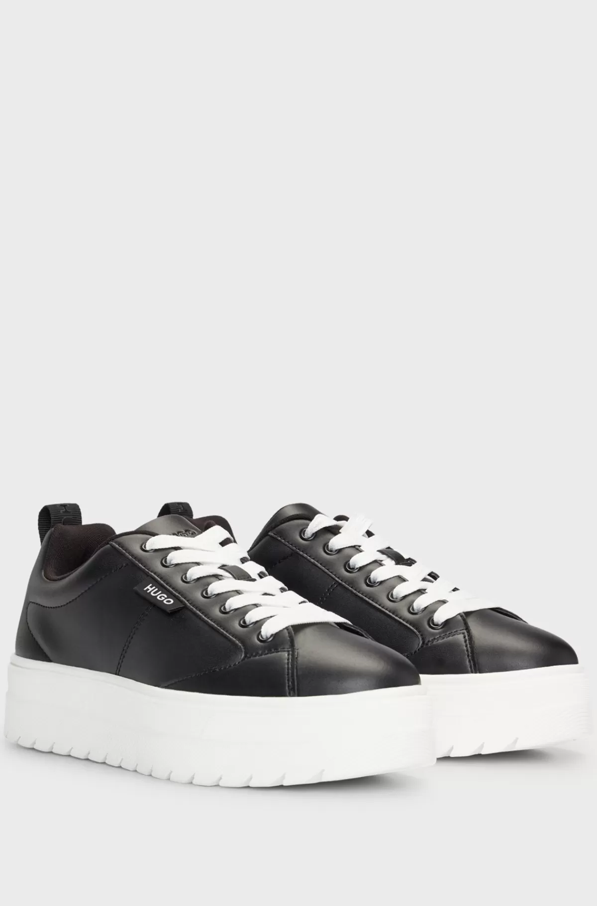 HUGO BOSS Sneakers På Plateausål Med Logoflag Og Signaturdetaljer Sort Store