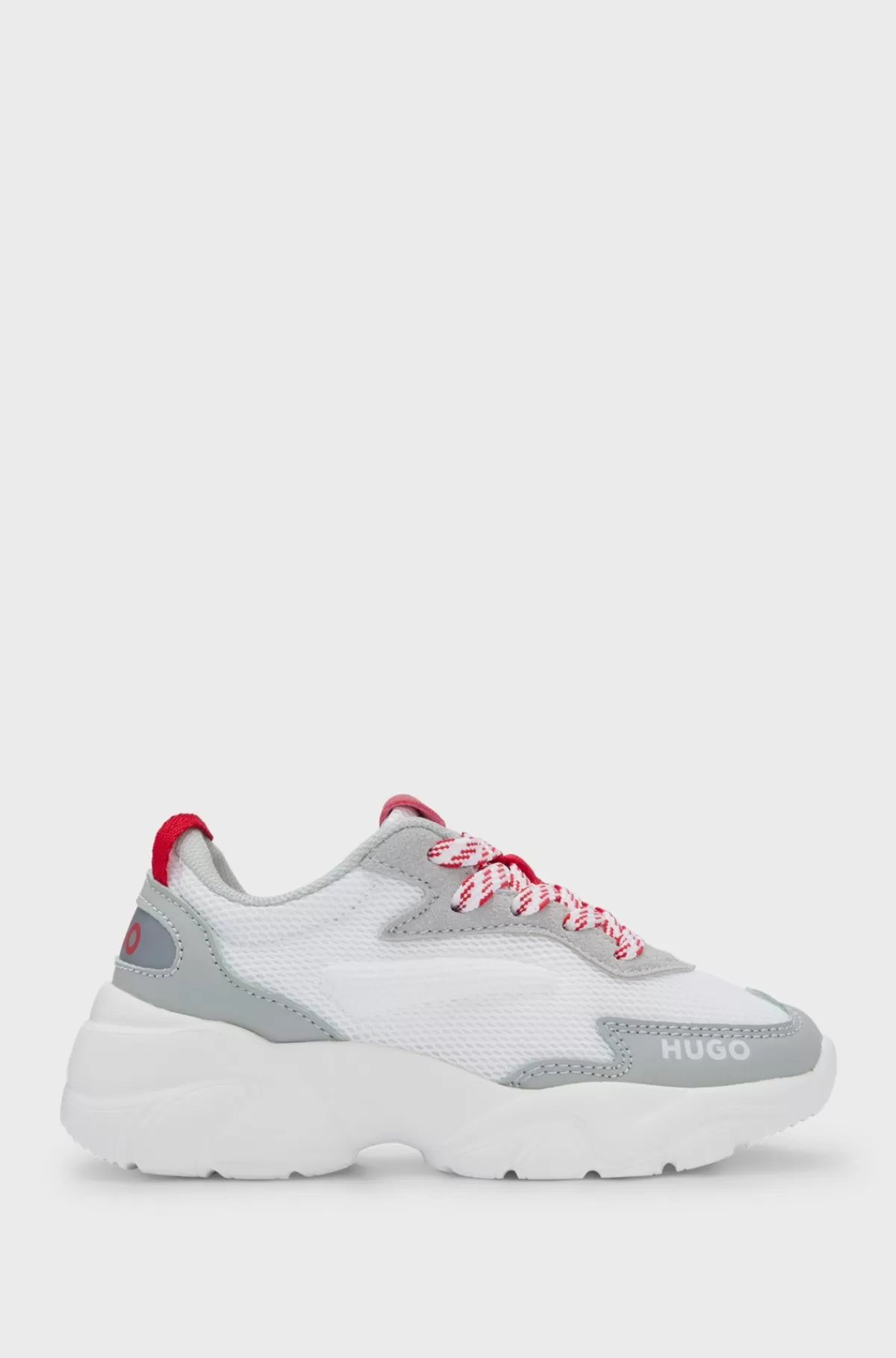 HUGO BOSS Sneakers Til Børn I Blandede Materialer Med Imiteret Læder Og Mesh Hvid Sale