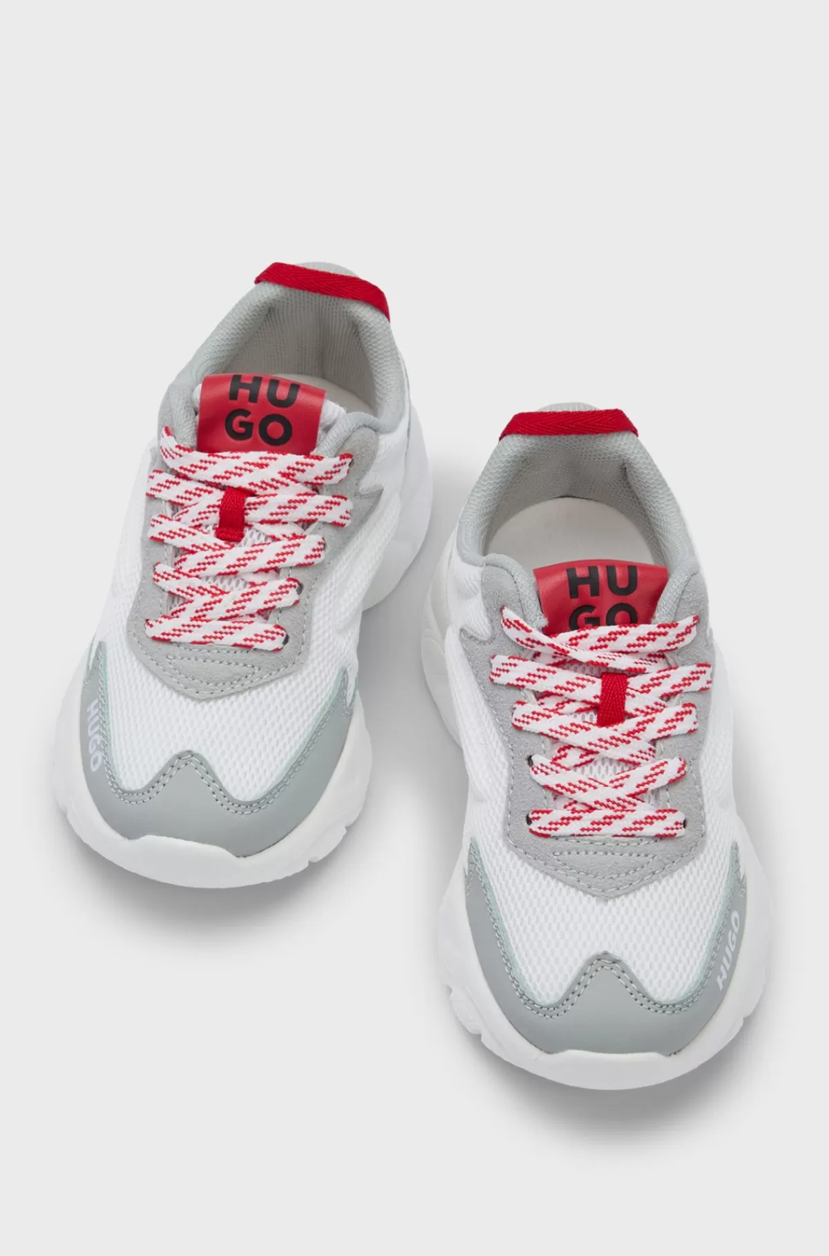 HUGO BOSS Sneakers Til Børn I Blandede Materialer Med Imiteret Læder Og Mesh Hvid Sale