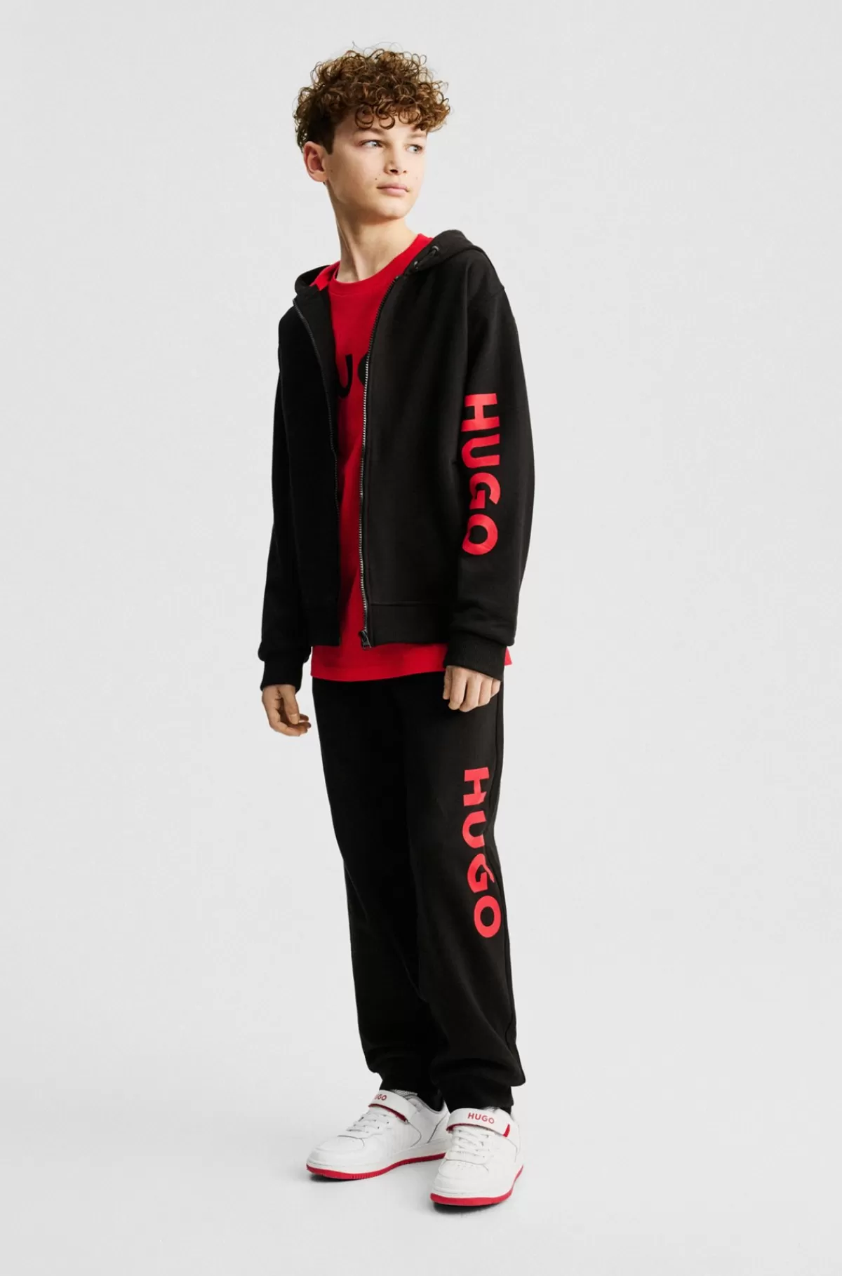 HUGO BOSS Sneakers Til Børn I Imiteret Læder Og Mesh Med Brandet Rem Hvid Hot