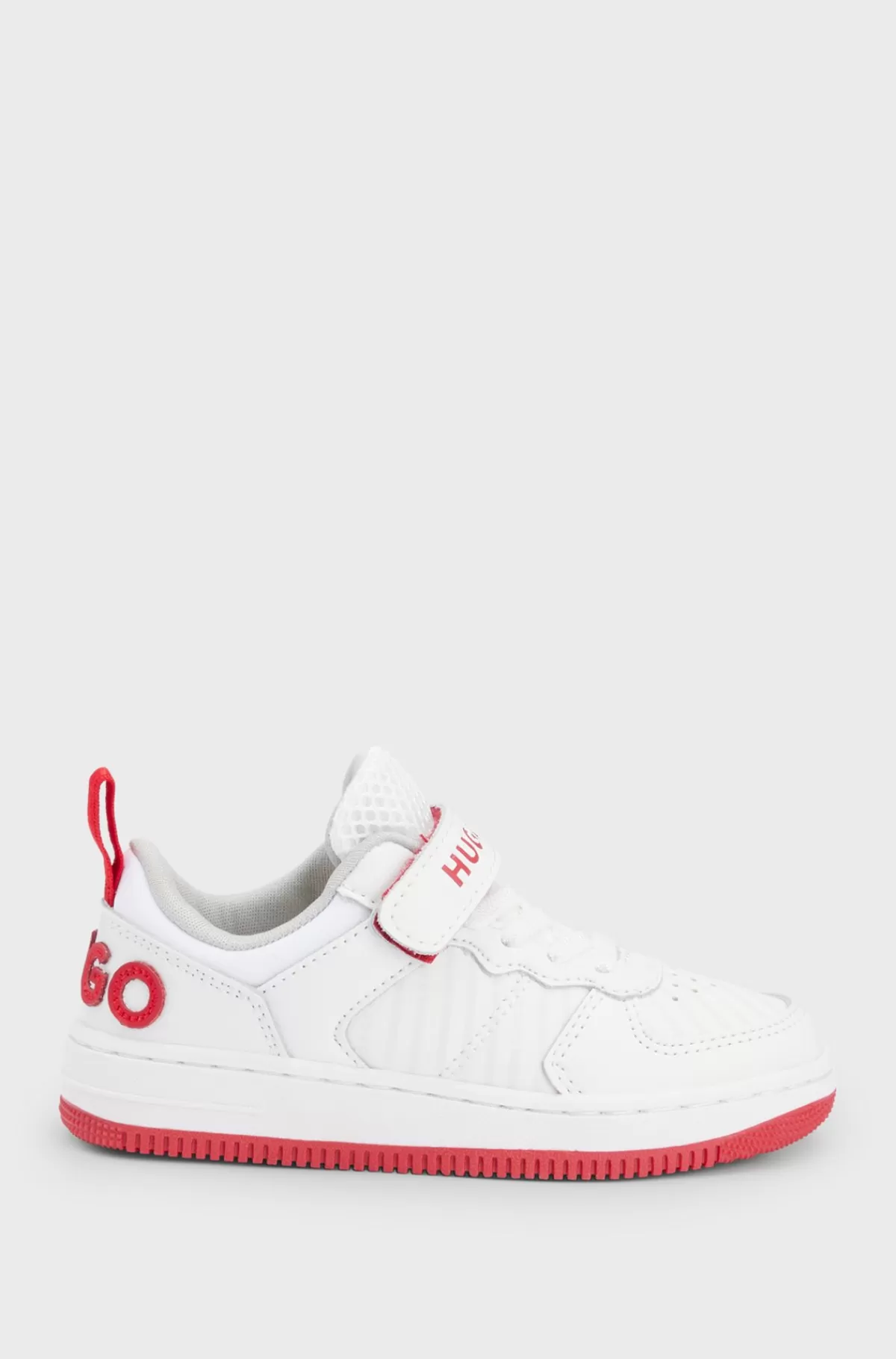 HUGO BOSS Sneakers Til Børn I Imiteret Læder Og Mesh Med Brandet Rem Hvid Hot