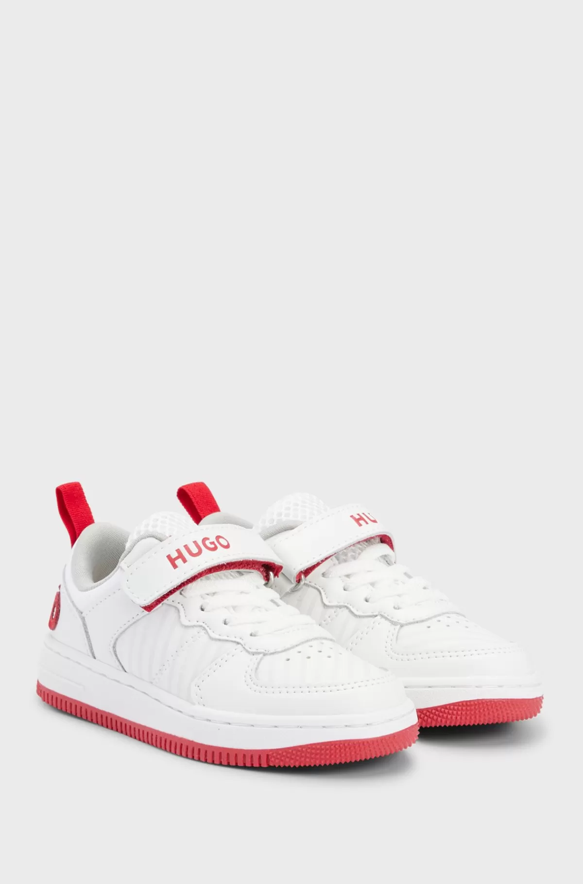 HUGO BOSS Sneakers Til Børn I Imiteret Læder Og Mesh Med Brandet Rem Hvid Hot