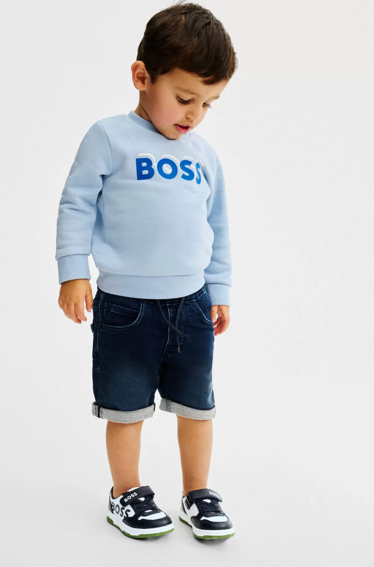 HUGO BOSS Sneakers Til Børn I Kanvas Og Læder Med Brandet Rem Mørkeblå Best Sale