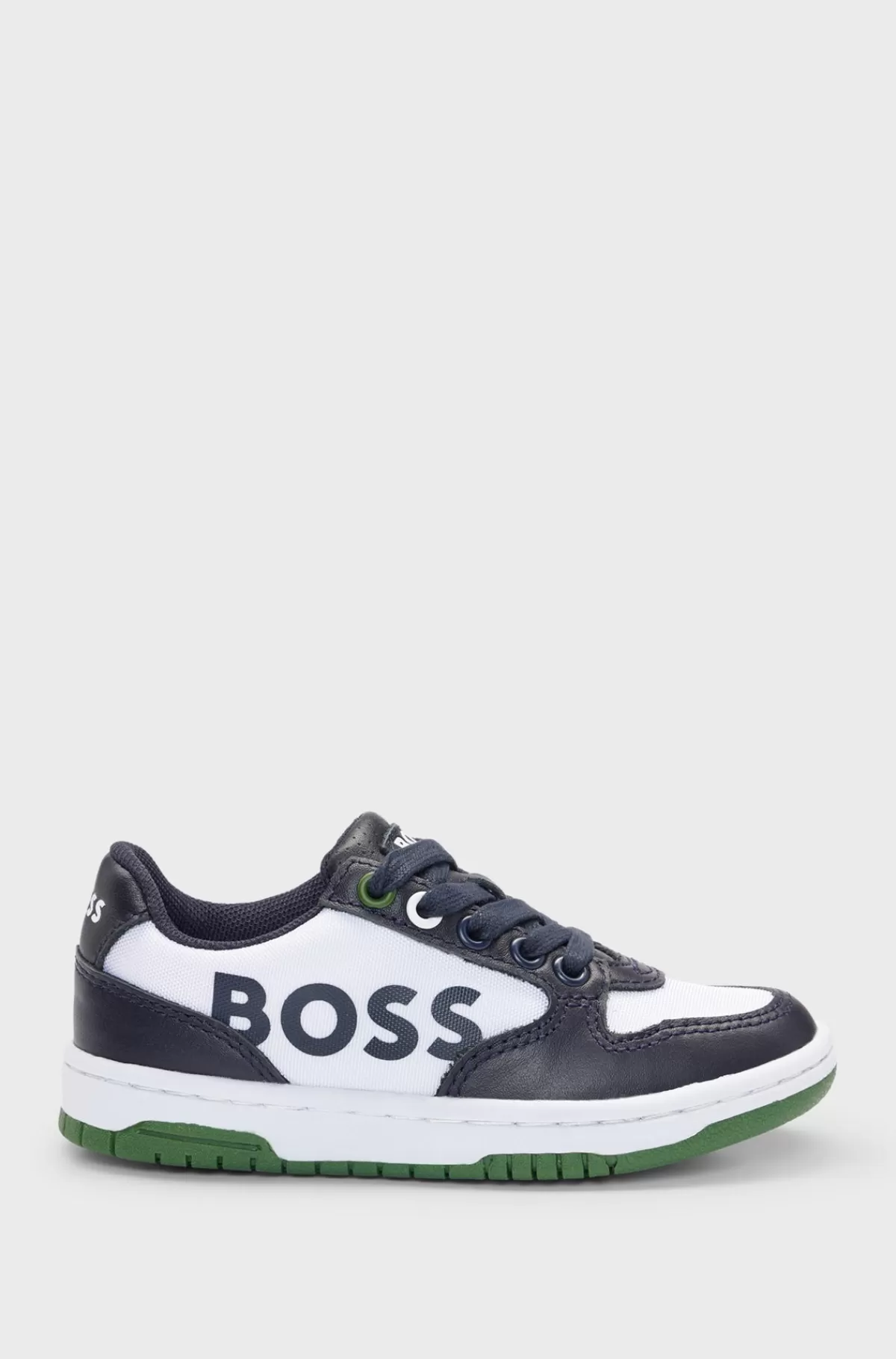 HUGO BOSS Sneakers Til Børn I Kanvas Og Læder Med Præget Branding Mørkeblå Shop