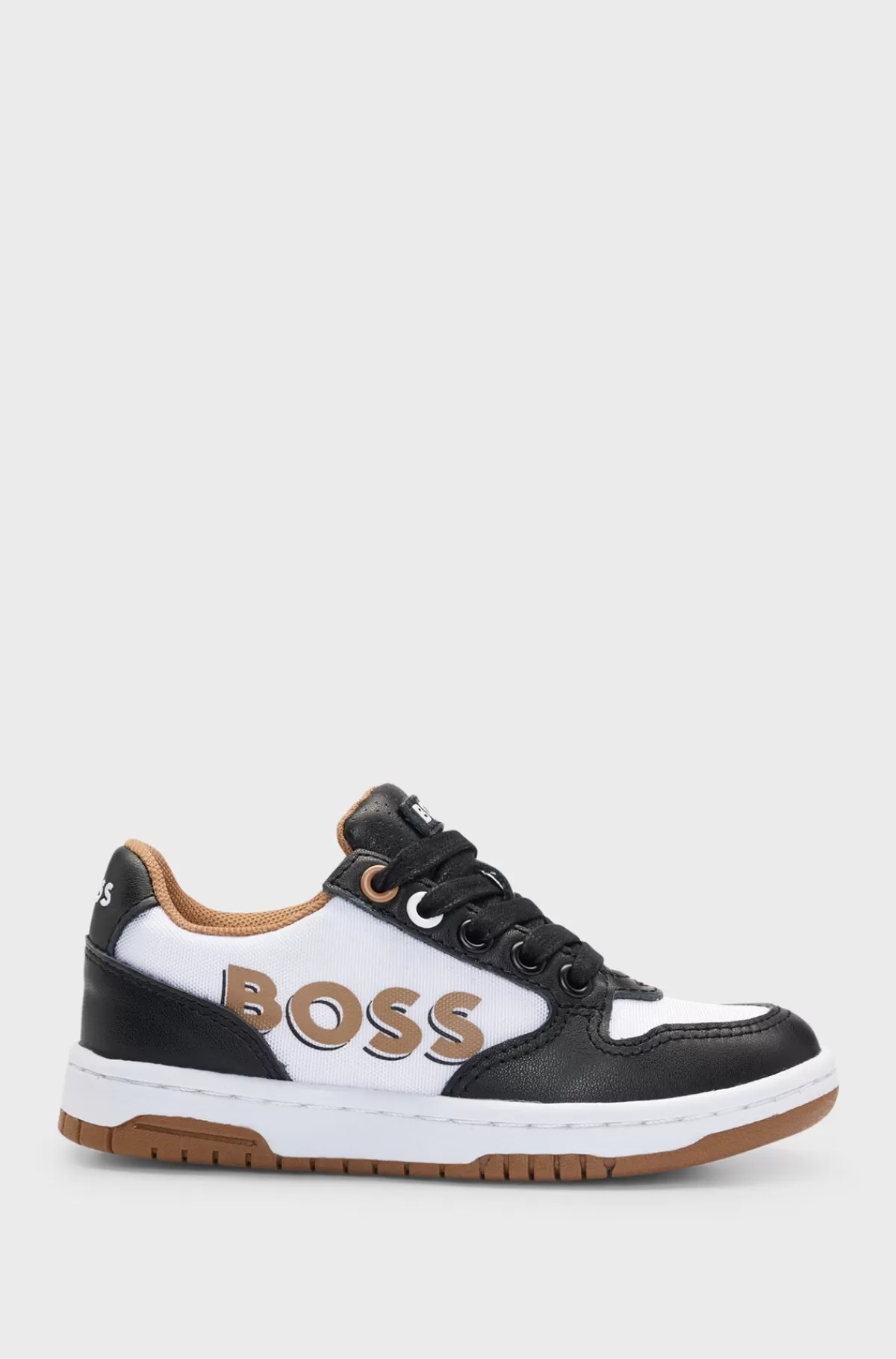 HUGO BOSS Sneakers Til Børn I Kanvas Og Læder Med Præget Branding Sort New