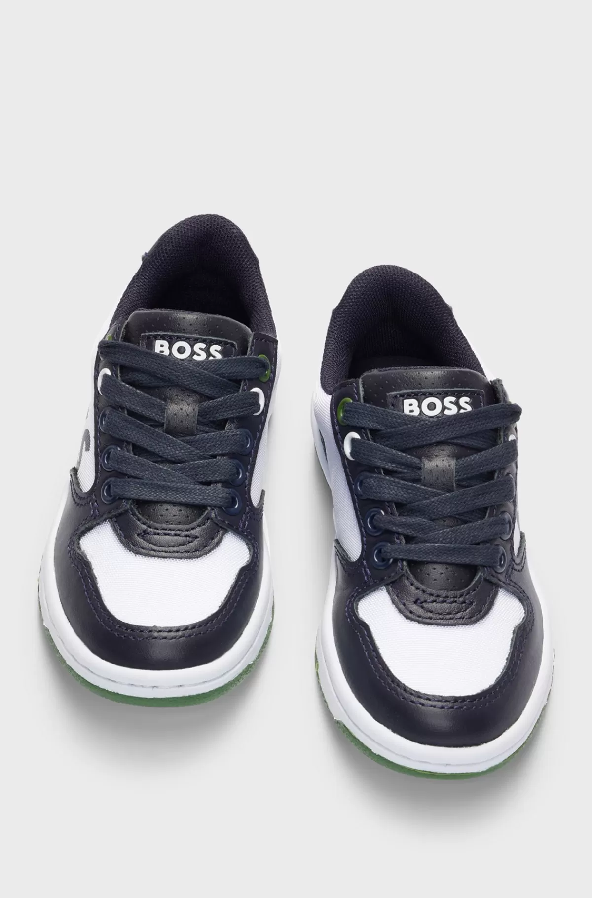 HUGO BOSS Sneakers Til Børn I Kanvas Og Læder Med Præget Branding Mørkeblå Shop