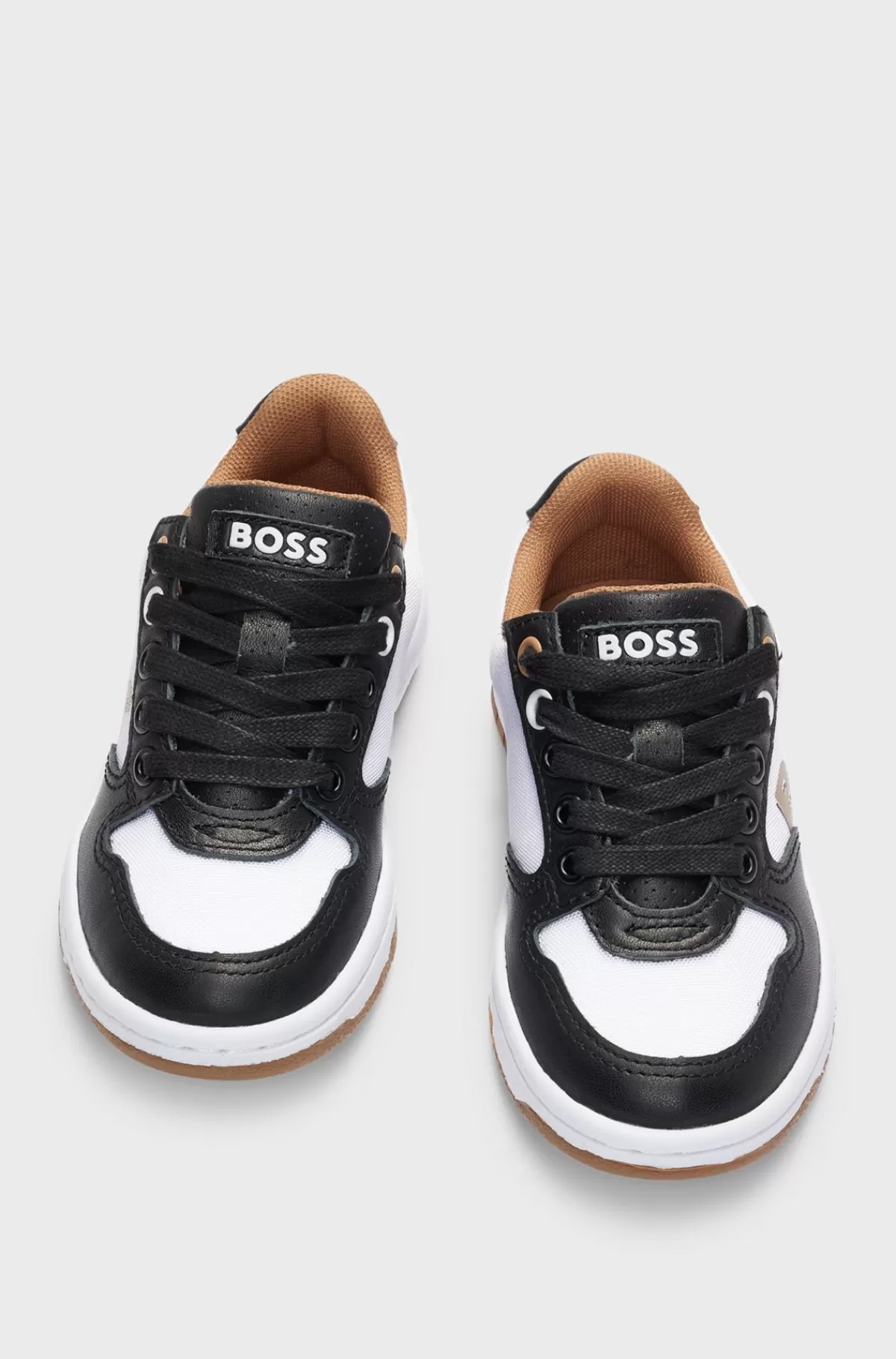 HUGO BOSS Sneakers Til Børn I Kanvas Og Læder Med Præget Branding Sort New