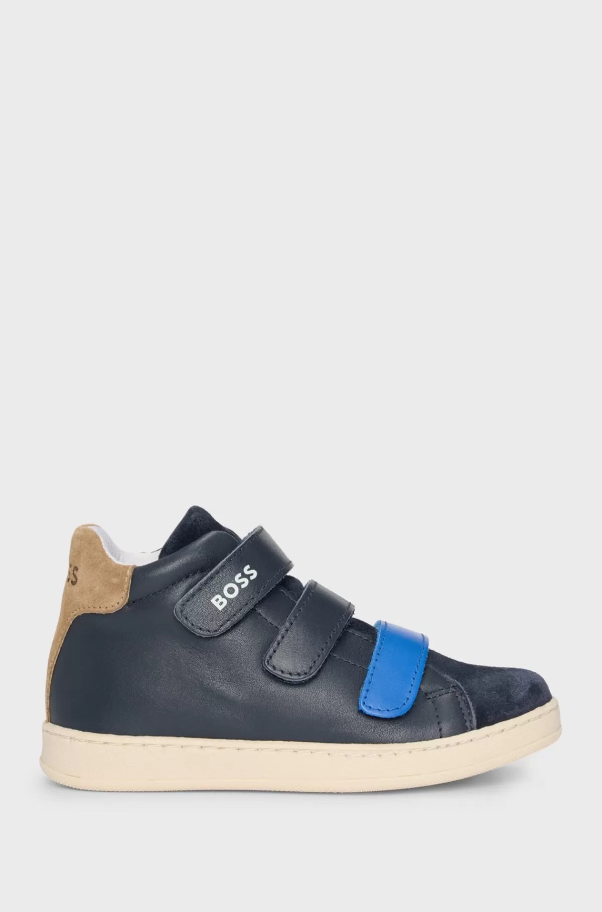 HUGO BOSS Sneakers Til Børn I Læder Med Brandede Burrebåndslukninger Mørkeblå Best Sale