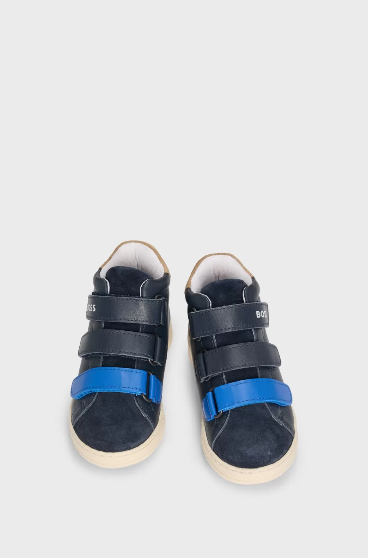HUGO BOSS Sneakers Til Børn I Læder Med Brandede Burrebåndslukninger Mørkeblå Best Sale