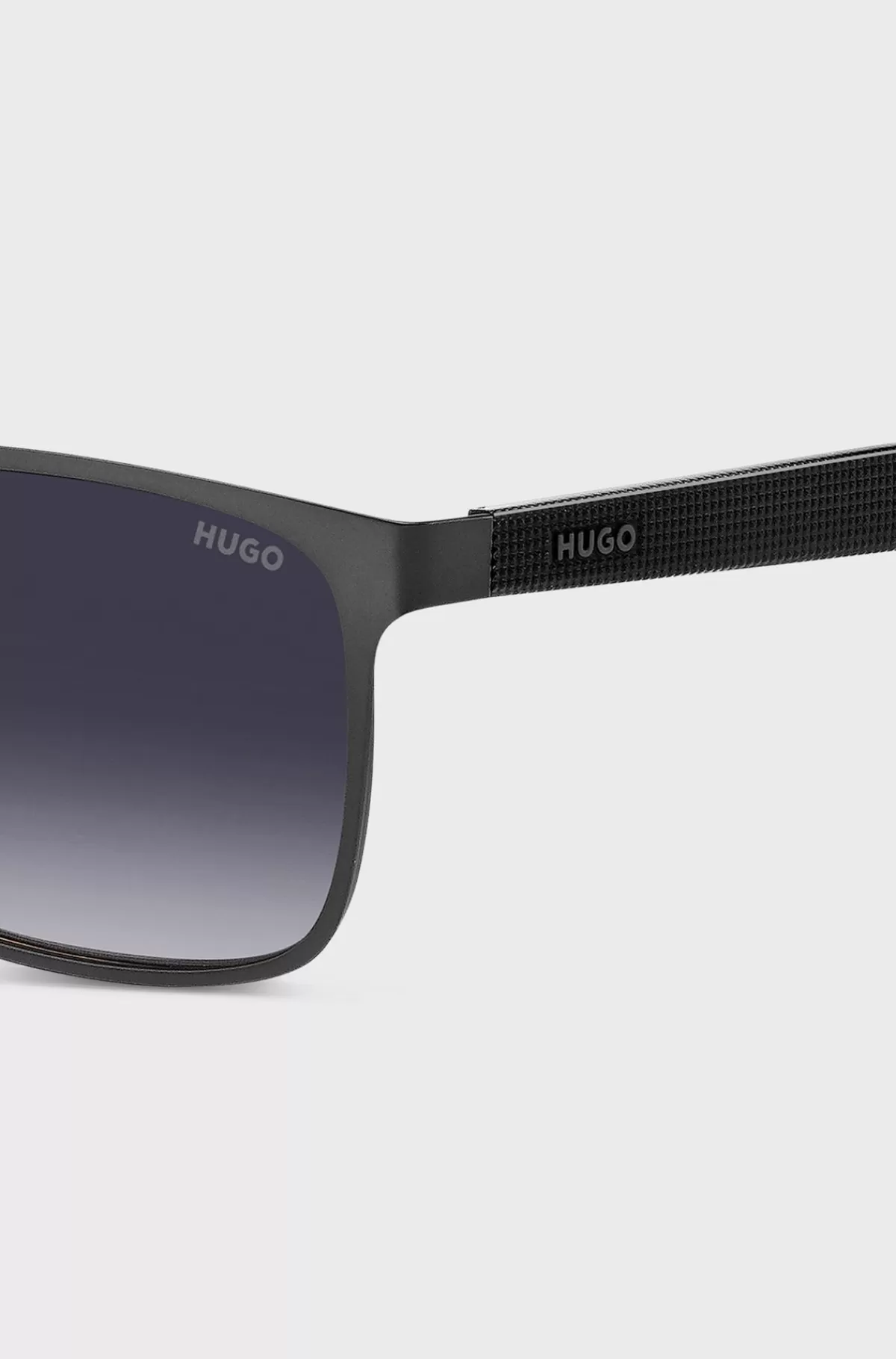 HUGO BOSS Solbriller Af Sort Stål Med Tekstur På Brillestængerne Grå Hot
