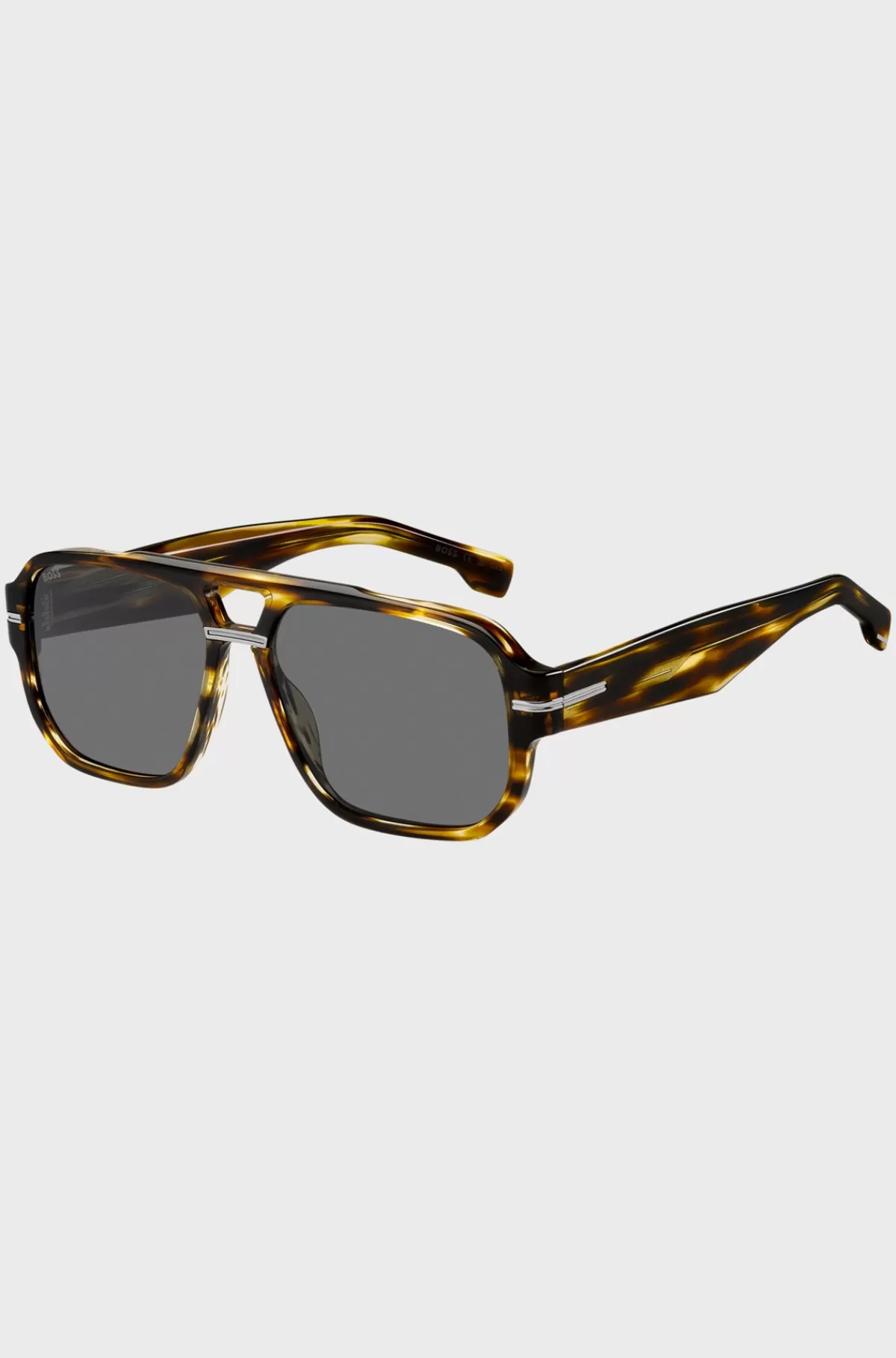 HUGO BOSS Solbriller I Mønstret Acetat Med Sølvfarvede Detaljer Brun Fashion