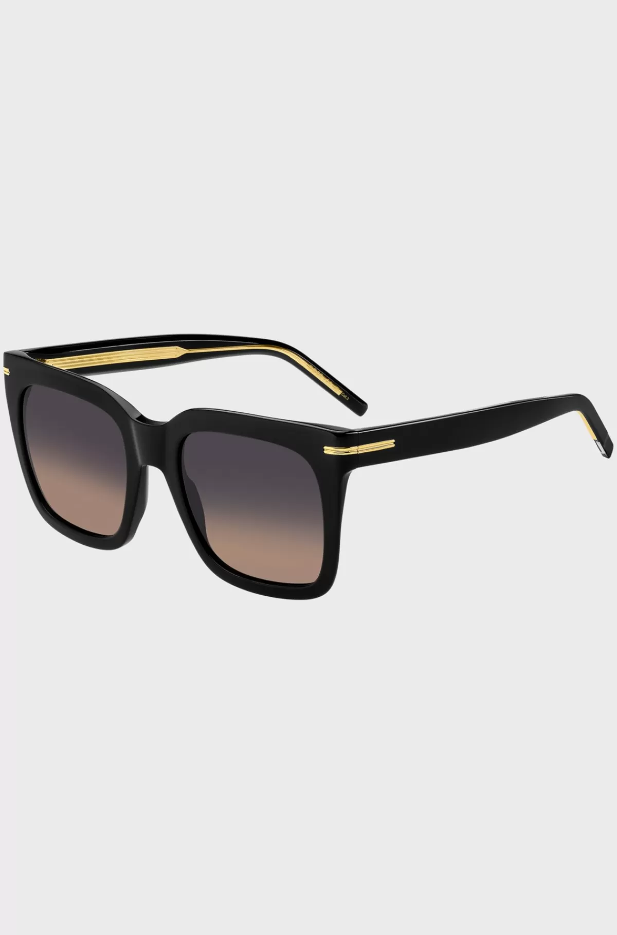 HUGO BOSS Solbriller I Acetat Med Guldfarvet Metal Sort Clearance
