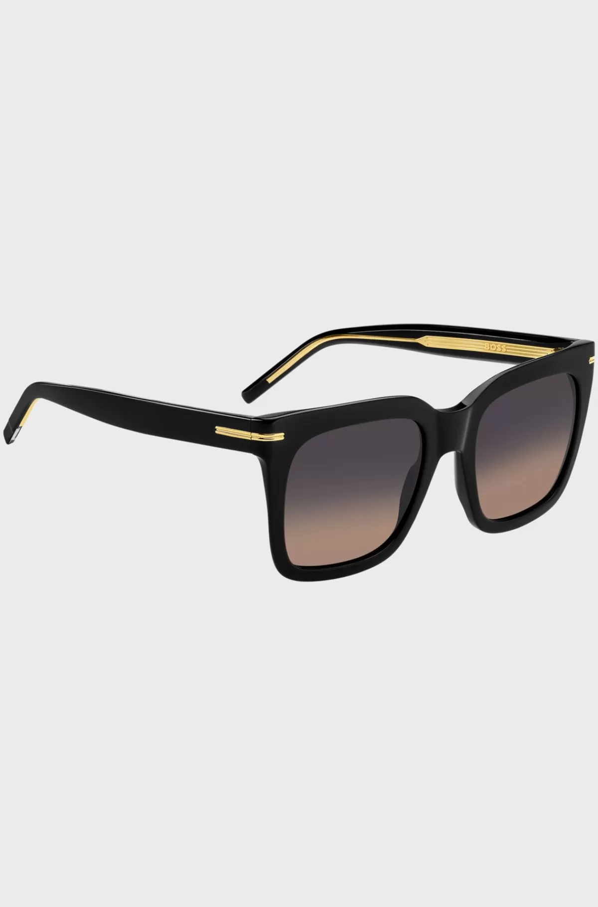 HUGO BOSS Solbriller I Acetat Med Guldfarvet Metal Sort Clearance