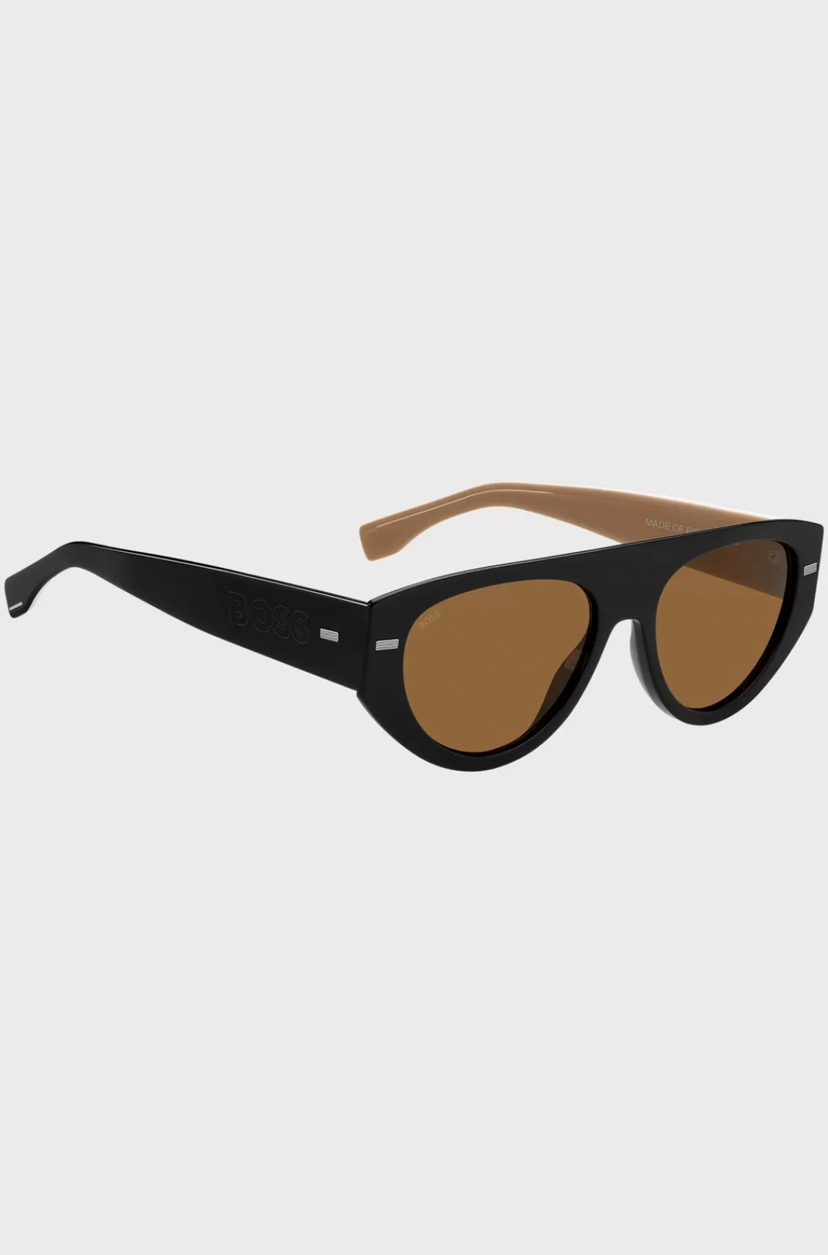 HUGO BOSS Solbriller I Bio-acetat Med Laser-indgraverede Logo-stænger Sort Flash Sale