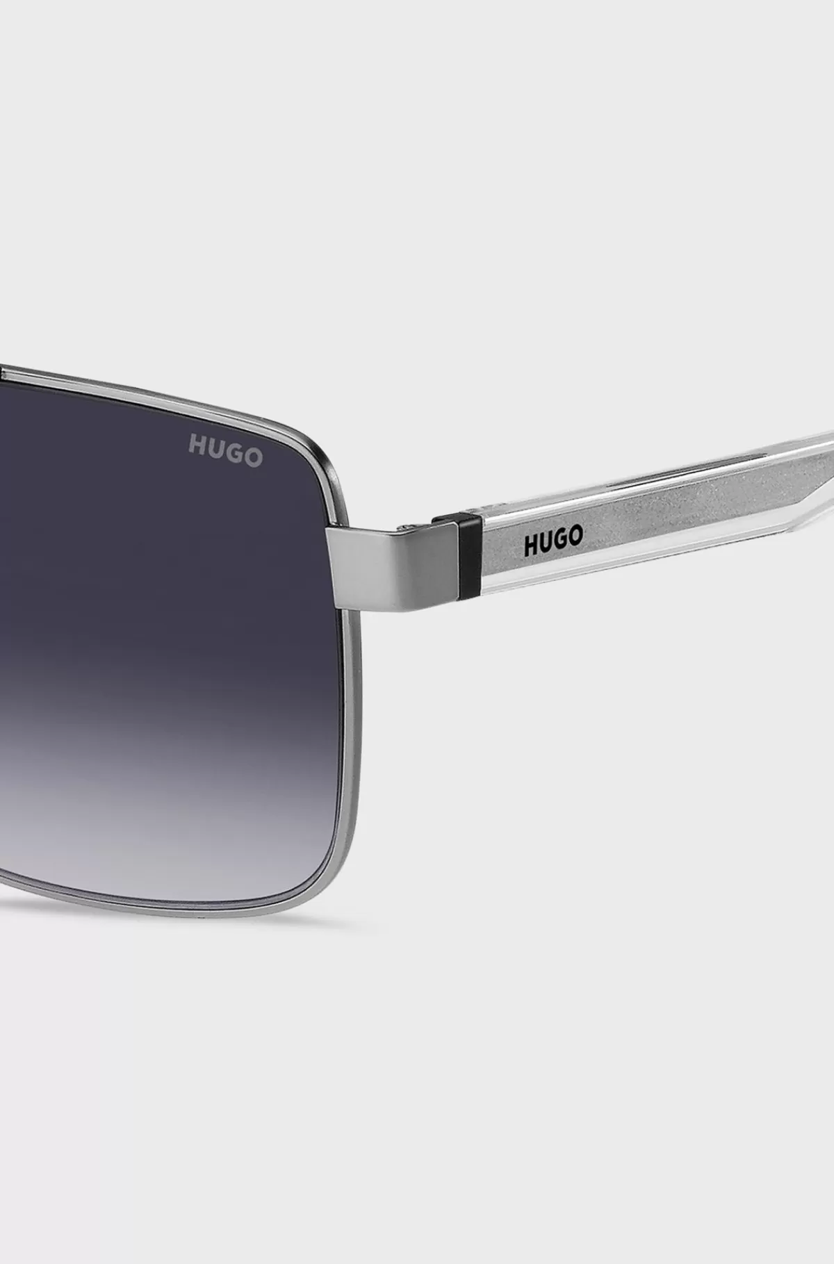 HUGO BOSS Solbriller Med Dobbelt Næsebro I Gråt Metal Lysegrå Store
