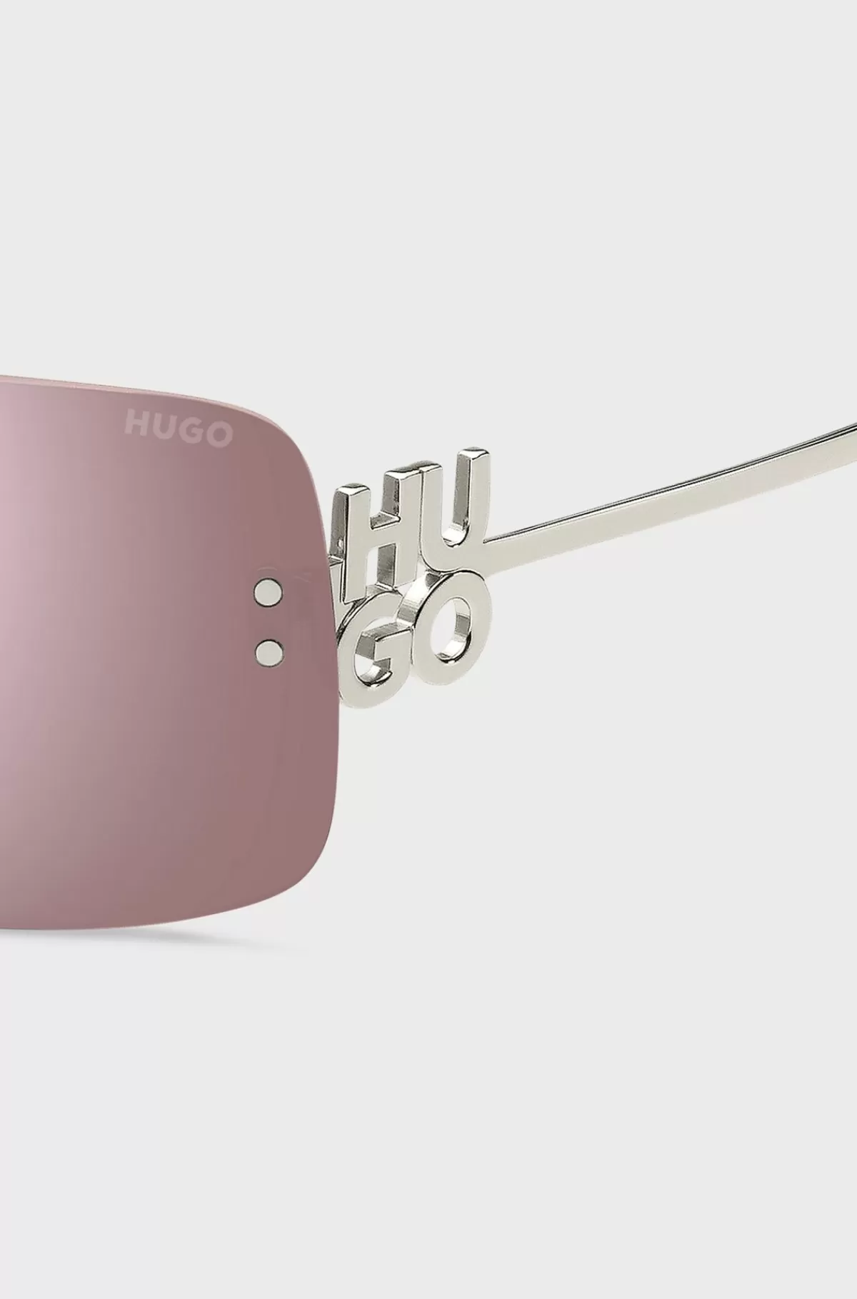 HUGO BOSS Solbriller Med Lyserøde Brilleglas Og Stablede Logoer På Tindingerne Sølv Outlet