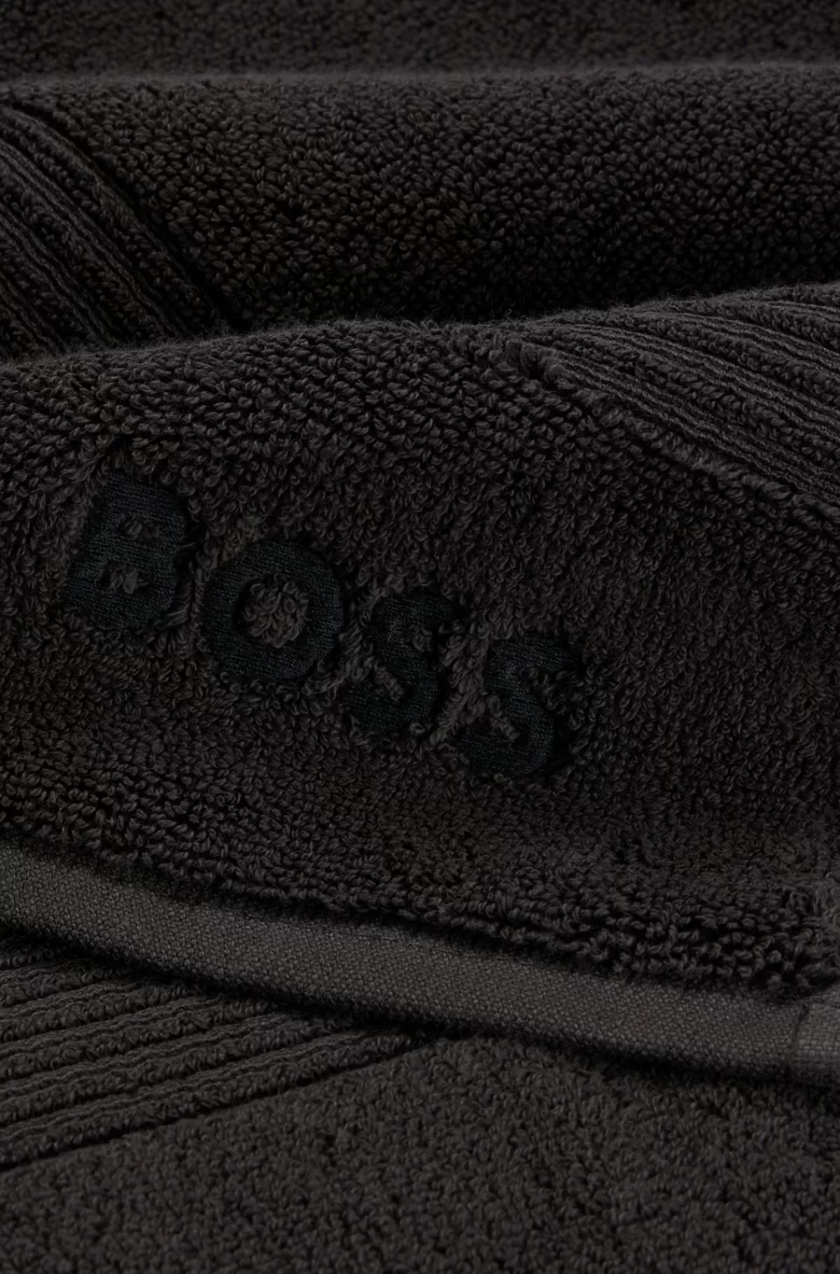 HUGO BOSS Badehåndklæde I ægæisk Bomuld Med Tone-i-tone-logo Sort New