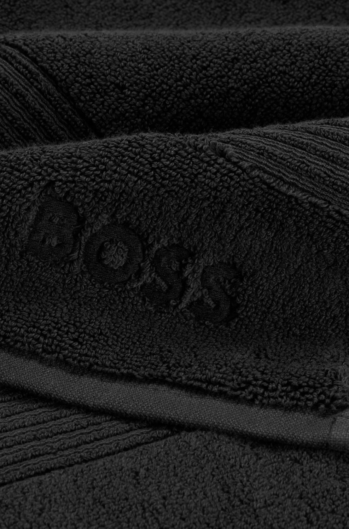 HUGO BOSS Badehåndklæde I ægæisk Bomuld Med Tone-i-tone-logo Sort Outlet
