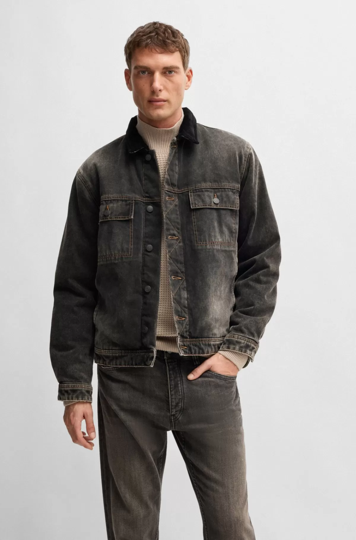 HUGO BOSS Denimjakke Fra BOSS SELECTED BY BECKHAM Sort Cheap