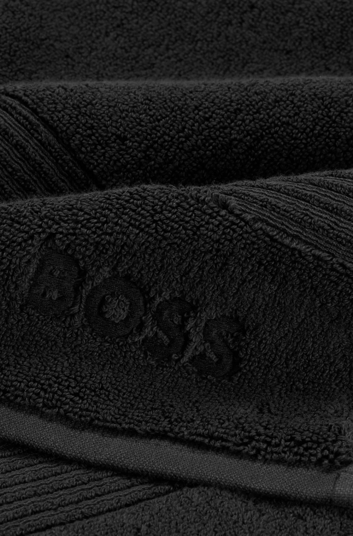 HUGO BOSS Håndklæde I ægæisk Bomuld Med Tone-i-tone Logo Sort Shop