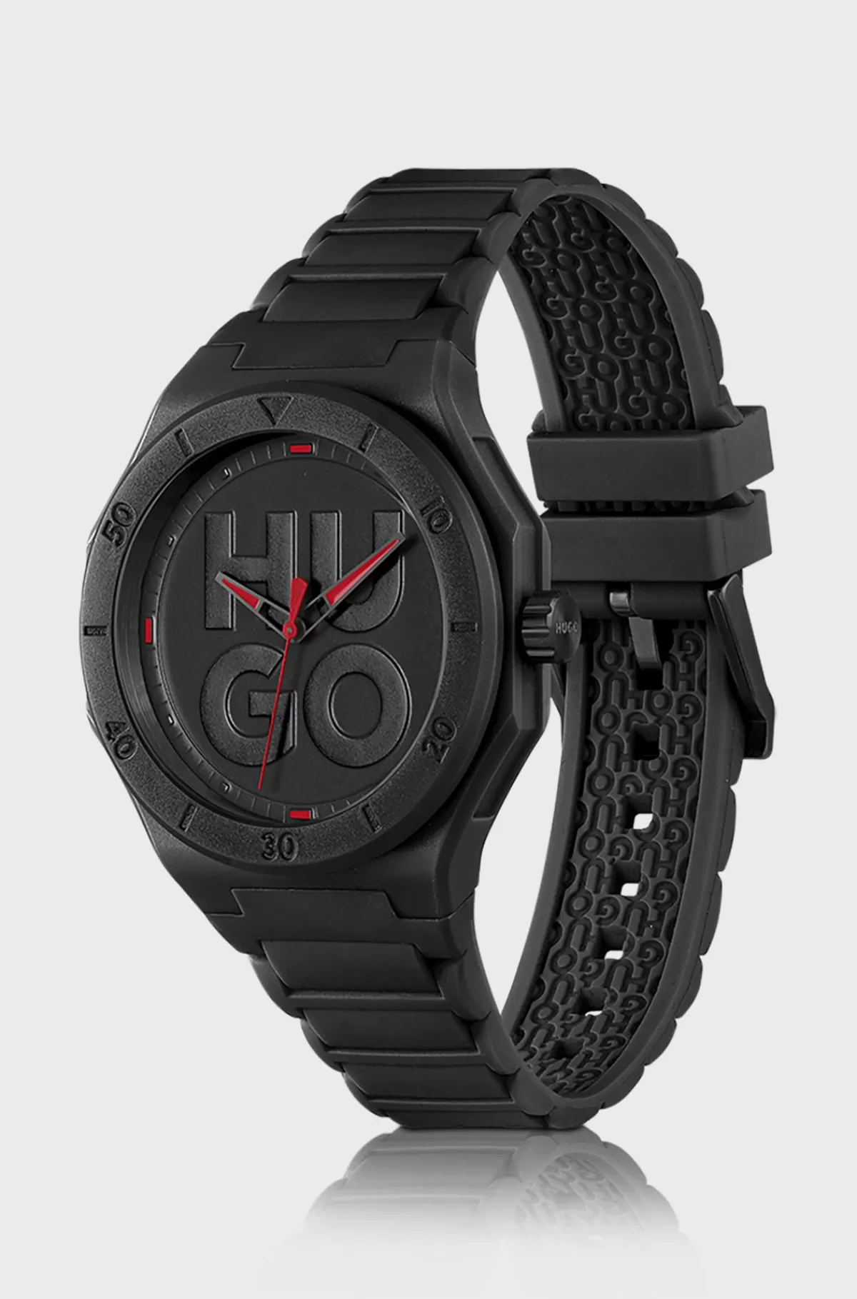 HUGO BOSS Ur Med Silikonerem Og Urskive Med Stablet Logo Sort Best