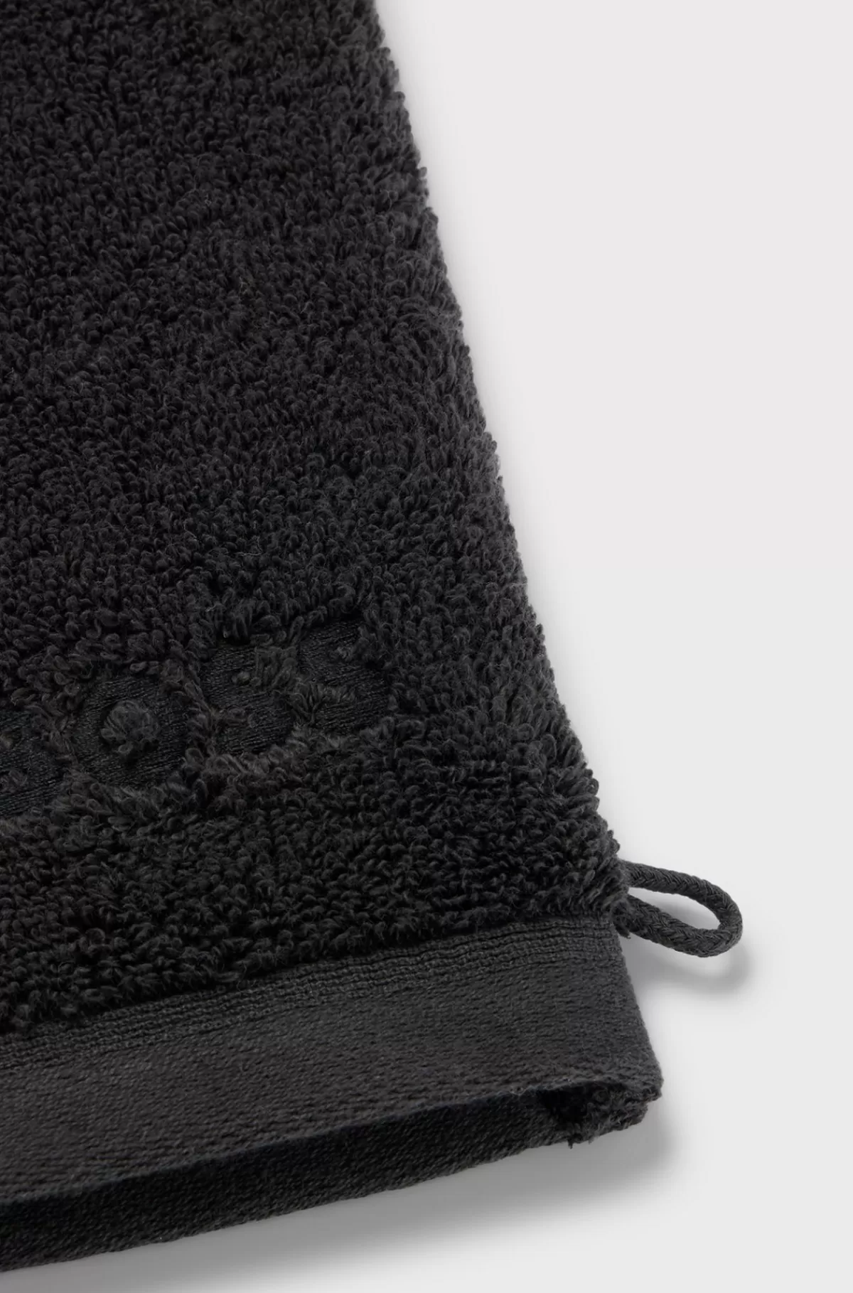 HUGO BOSS Vaskehandske I ægæisk Bomuld Med Tone-i-tone-logo Sort Cheap