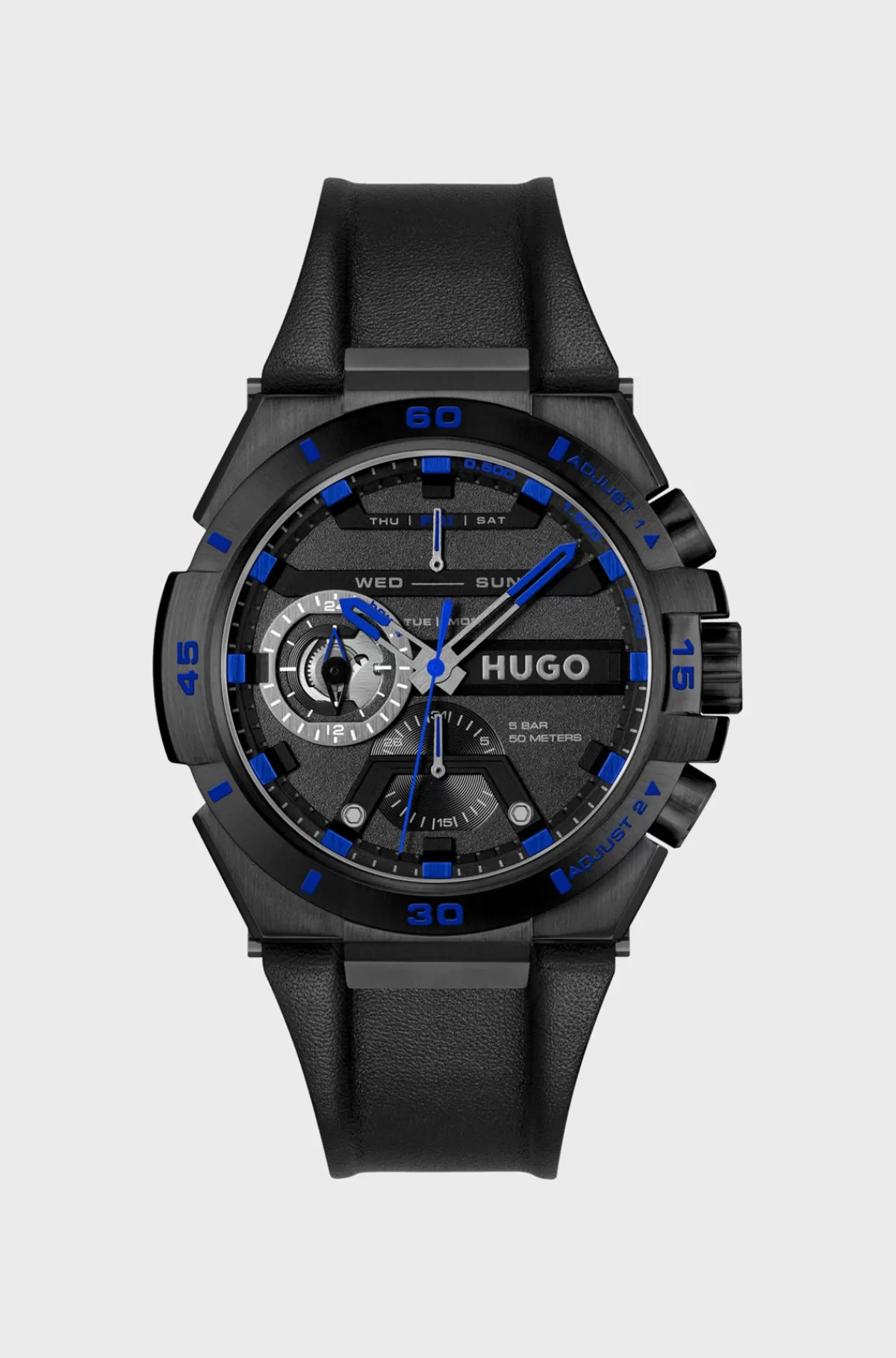 HUGO BOSS belagt Ur Med Læderrem Sort Flash Sale